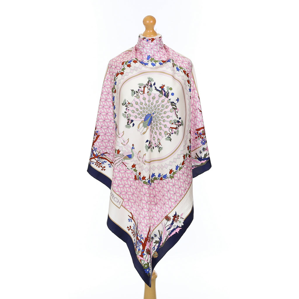 Tory Burch Pink Peacock Silk Scarf