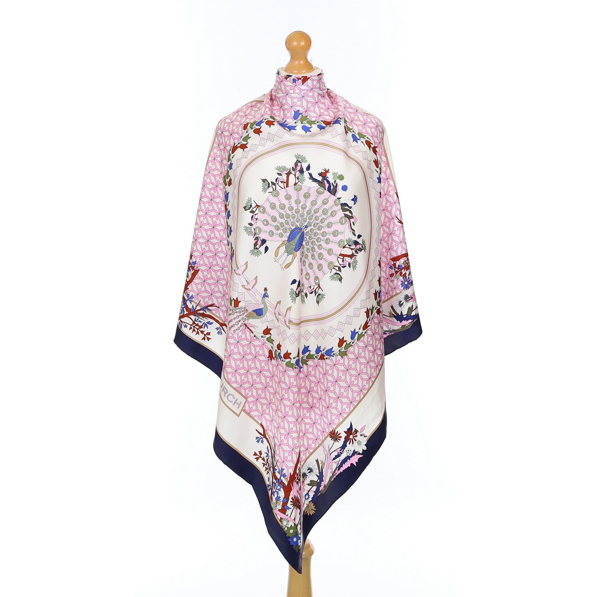 Tory Burch Pink Peacock Silk Scarf