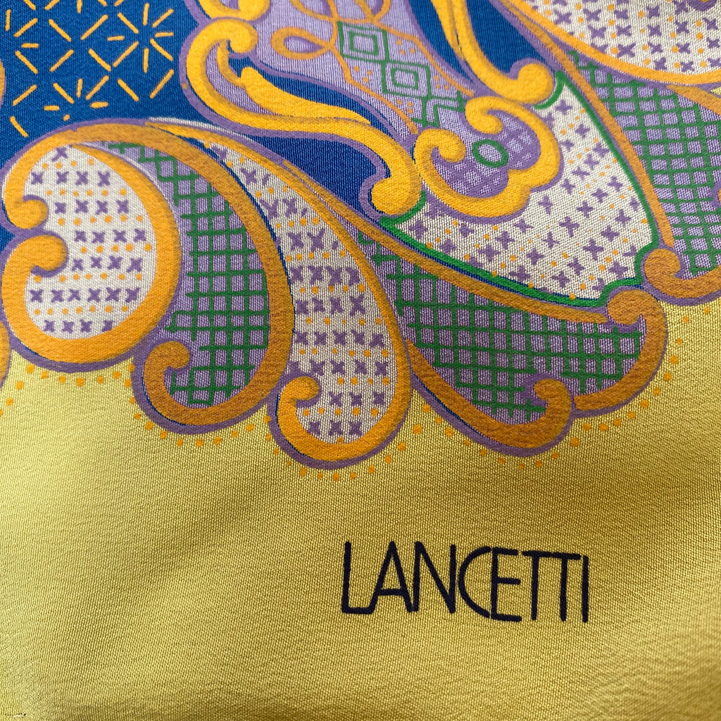 Vintage Italian Lancetti Floral Silk Scarf