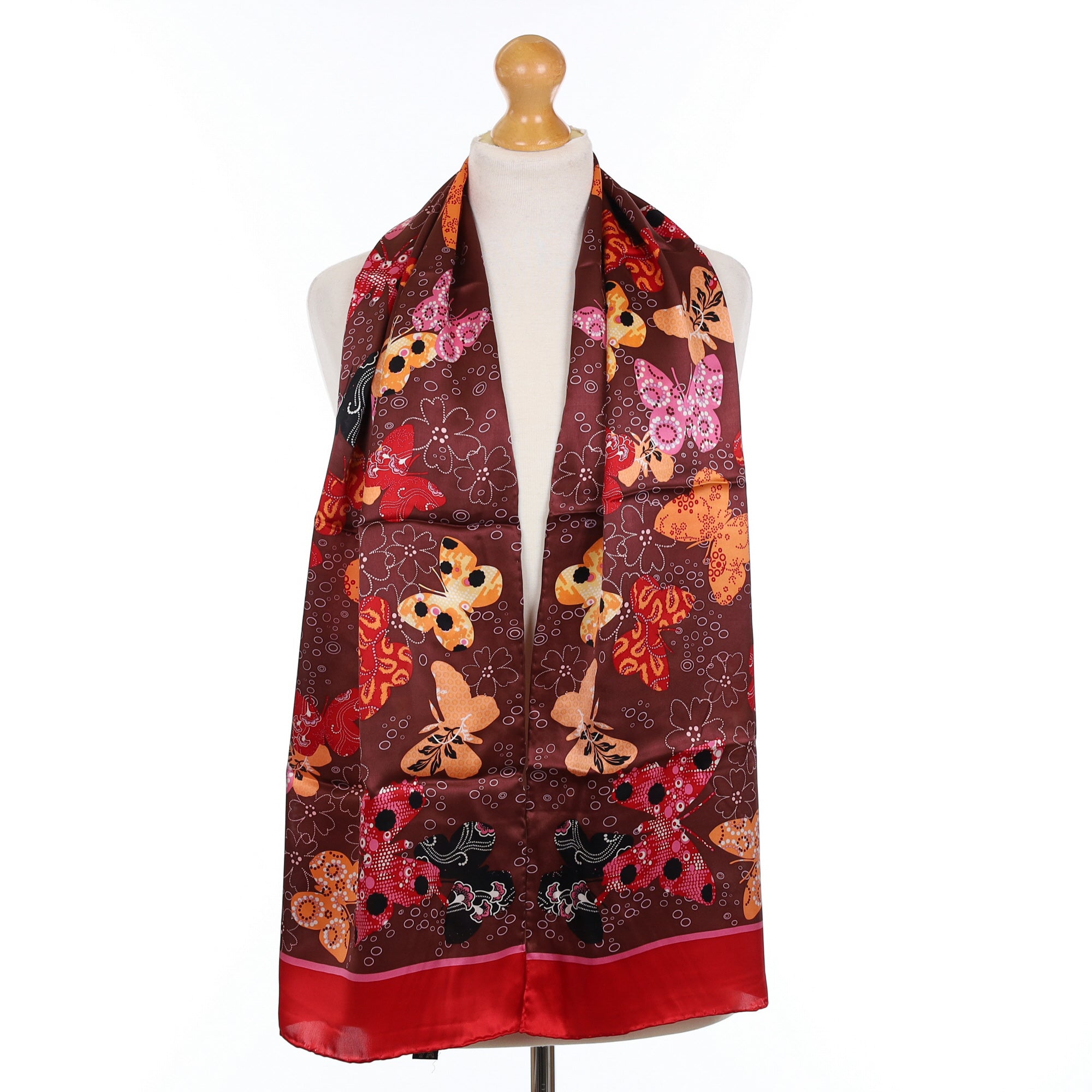 Brand New Jammers & Leufgen Red Butterfly Silk Scarf