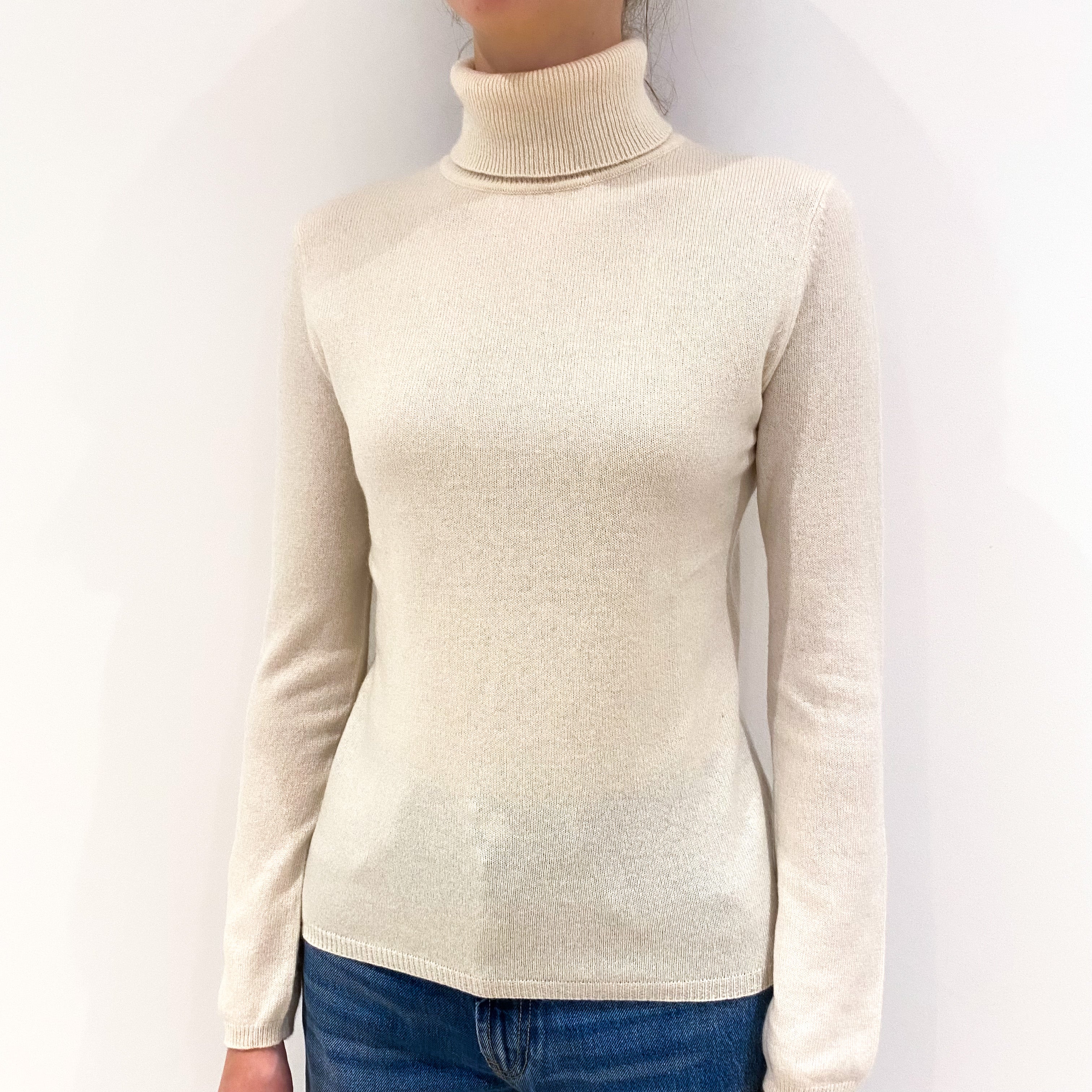 Cream Cashmere Polo Neck Jumper Extra Small