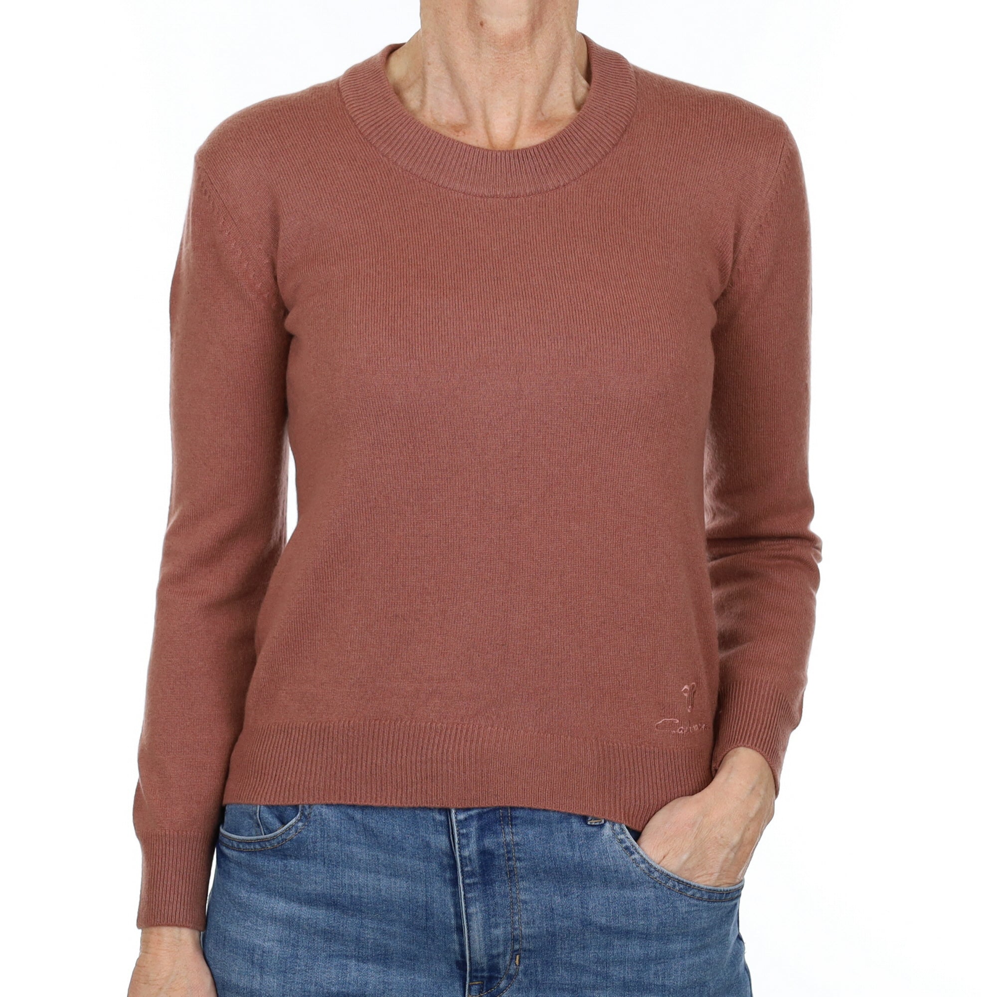 Rouge Brown Cashmere Crew Neck Jumper Small
