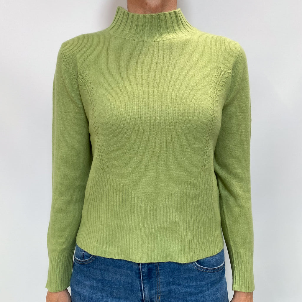 Pear Green Cashmere Turtle Neck Jumper Small