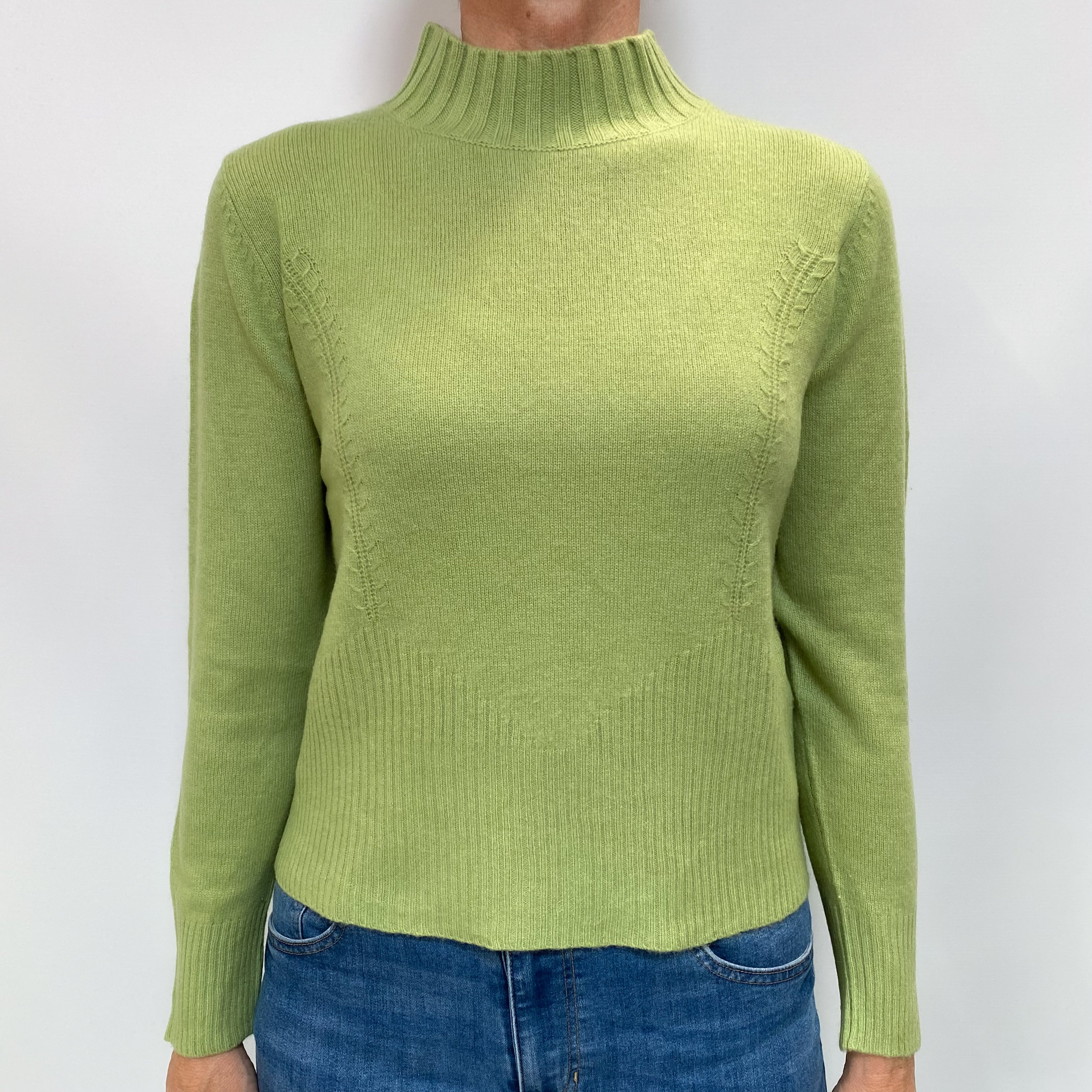 Pear Green Cashmere Turtle Neck Jumper Small