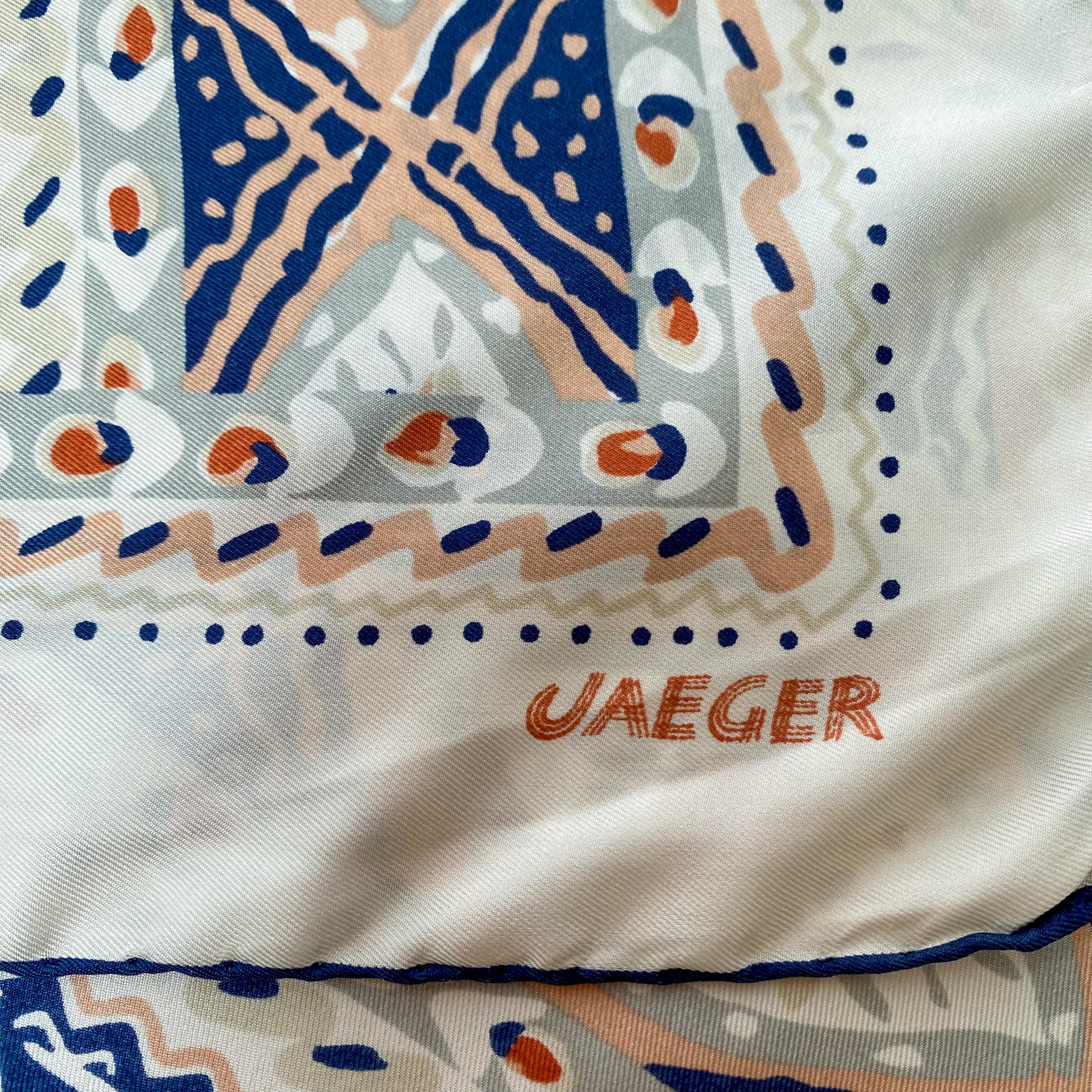 1970s Jaeger Abstract Vintage Silk Scarf