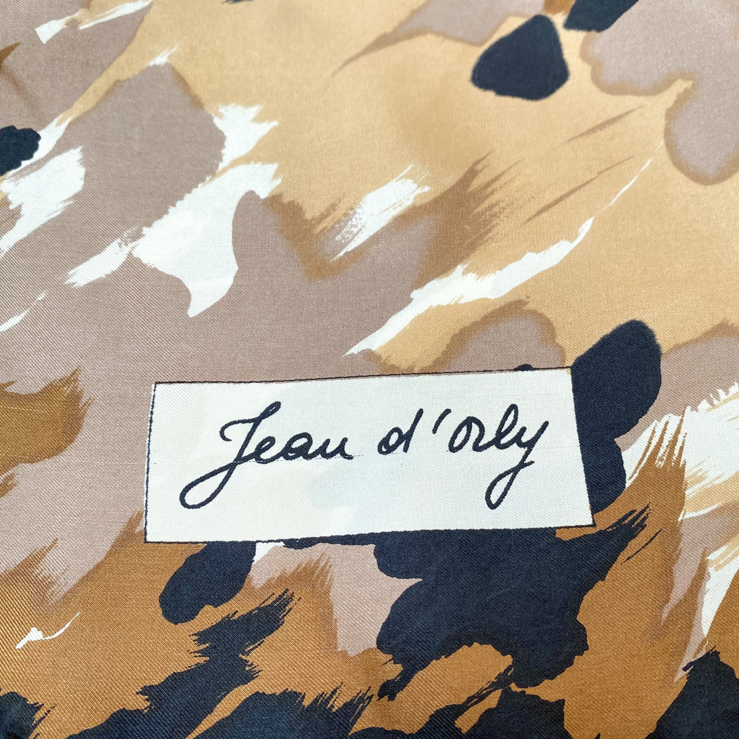 1970s Jean D’orly Abstract French Vintage Silk Scarf