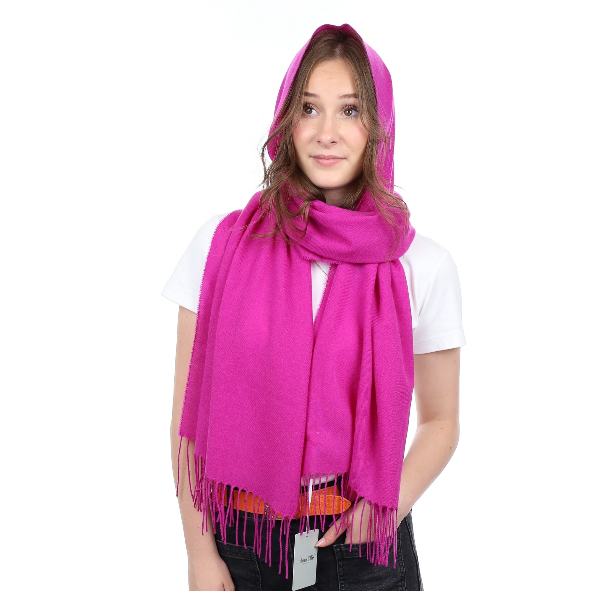 Brand New British Magenta Pink Luxury Woven Cashmere Wrap