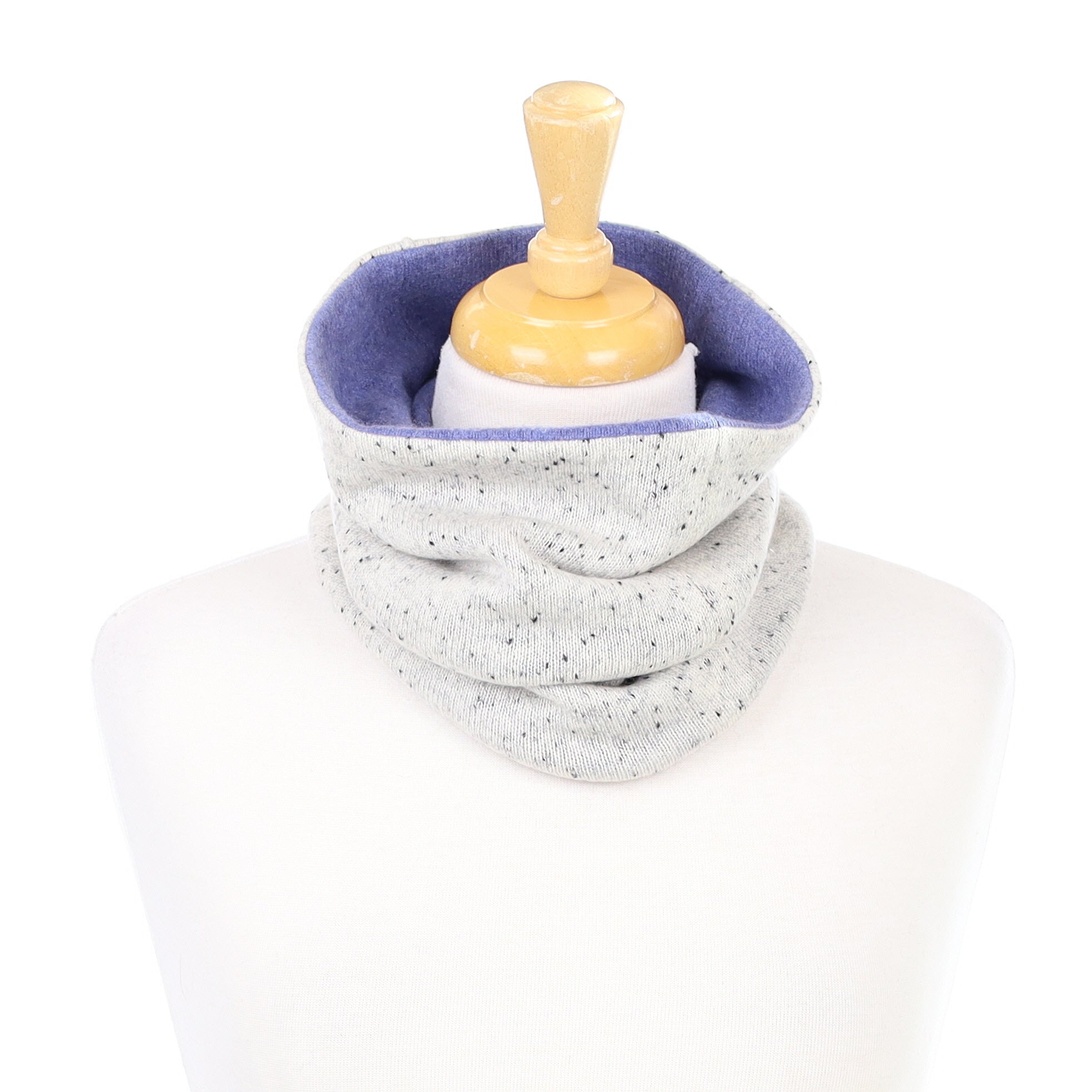 Mist Grey and Denim Blue Flecked Luxury Double Layered Snood