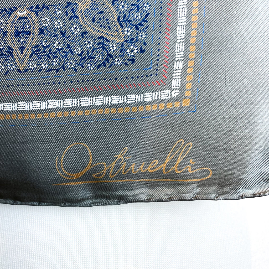 1970s Ostinelli Paisley Vintage Silk Scarf