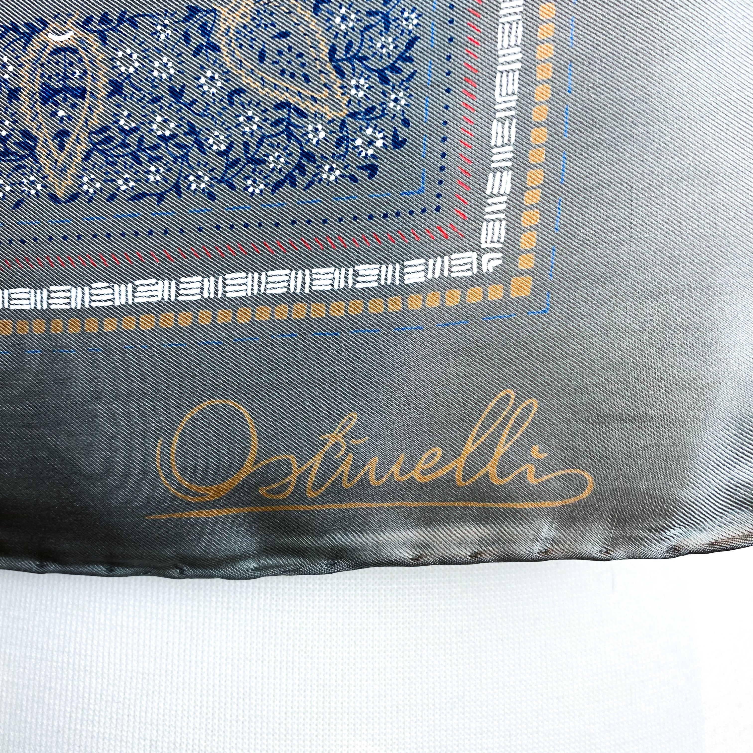 1970s Ostinelli Paisley Vintage Silk Scarf