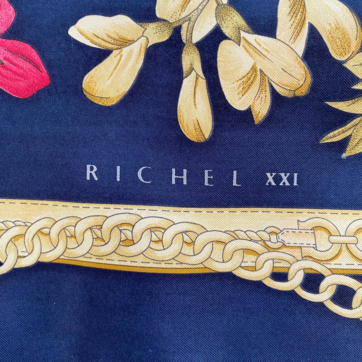 Richel French Navy Floral Silk Scarf
