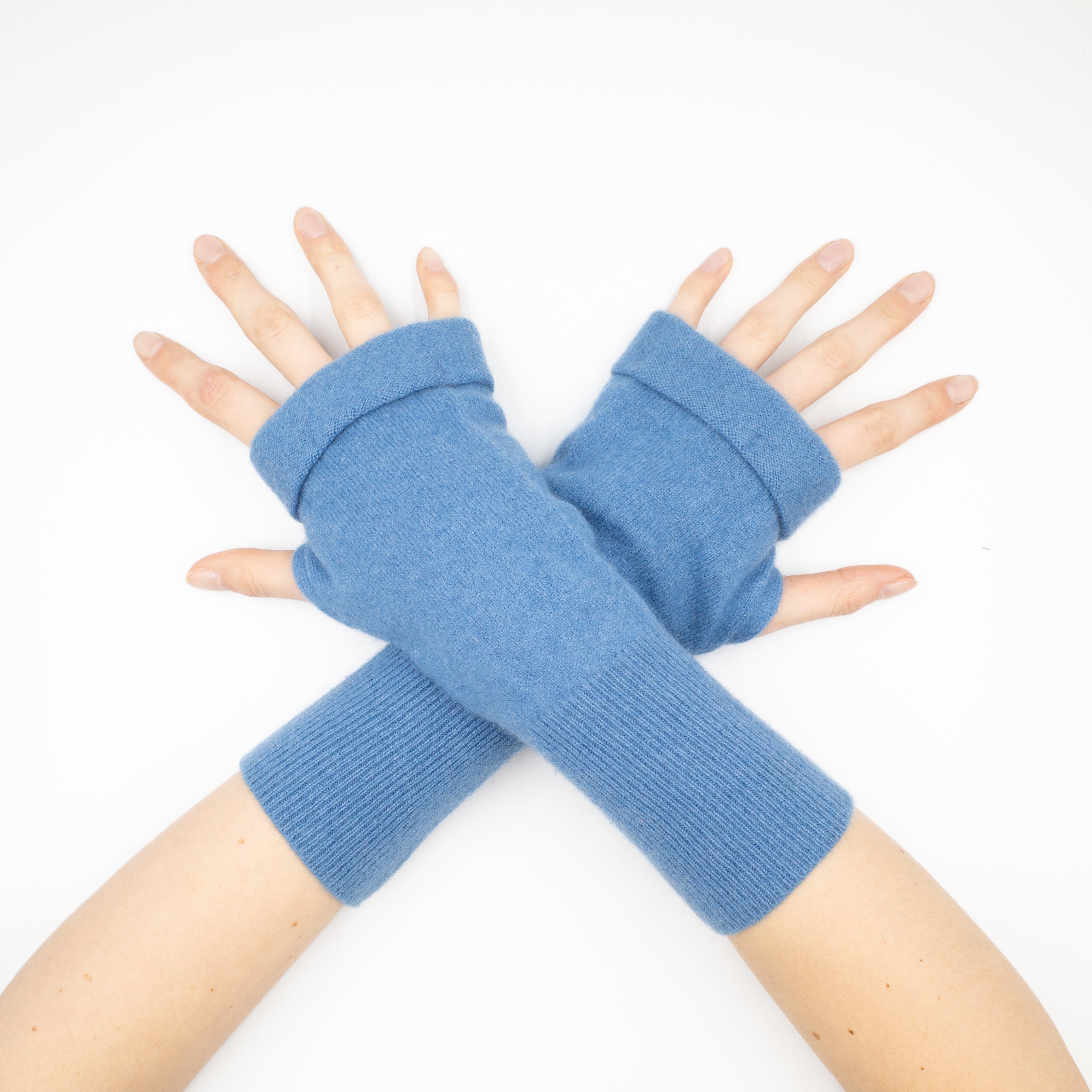 Faded Lapis Blue Fingerless Gloves