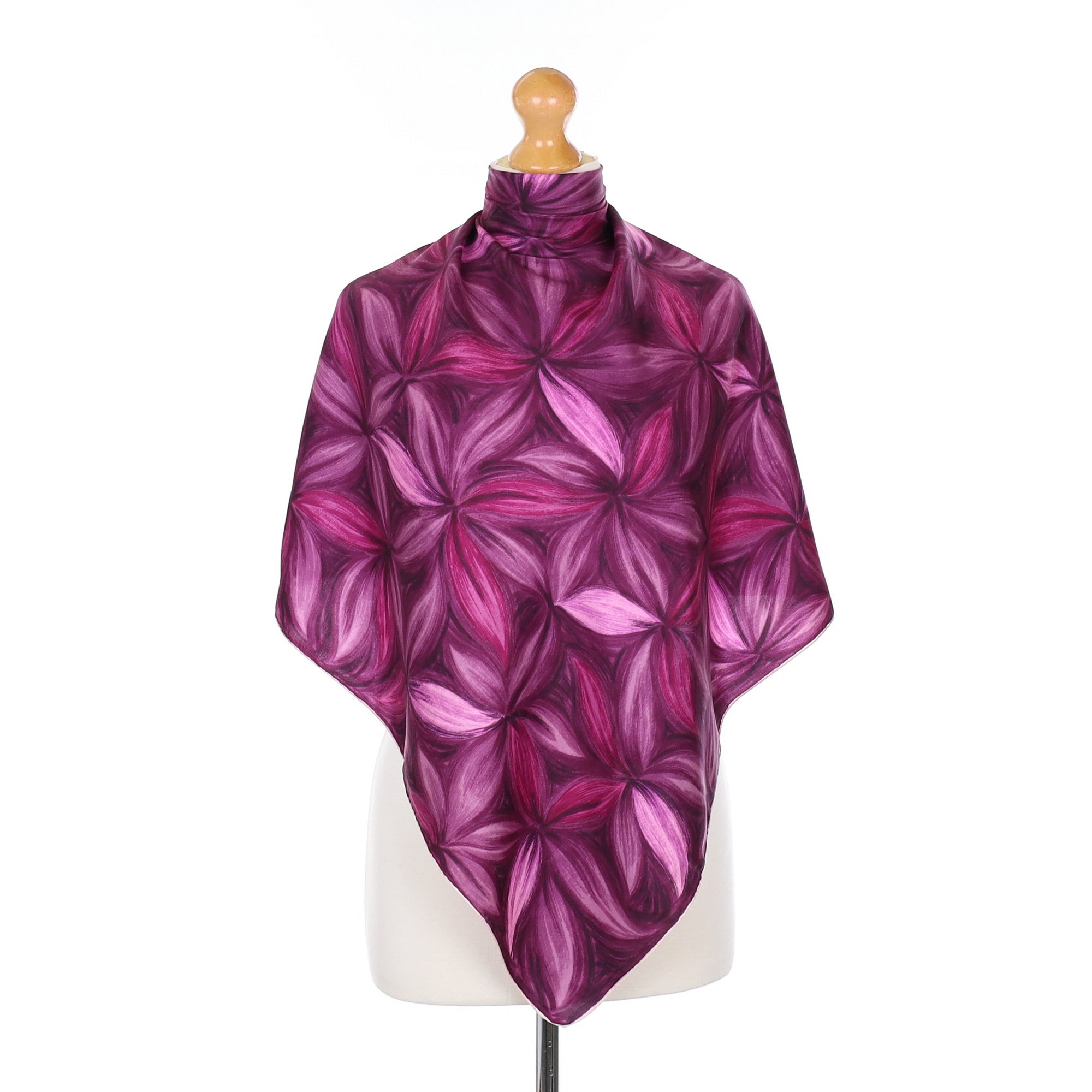 1960’s Purple Floral Vintage Silk Scarf