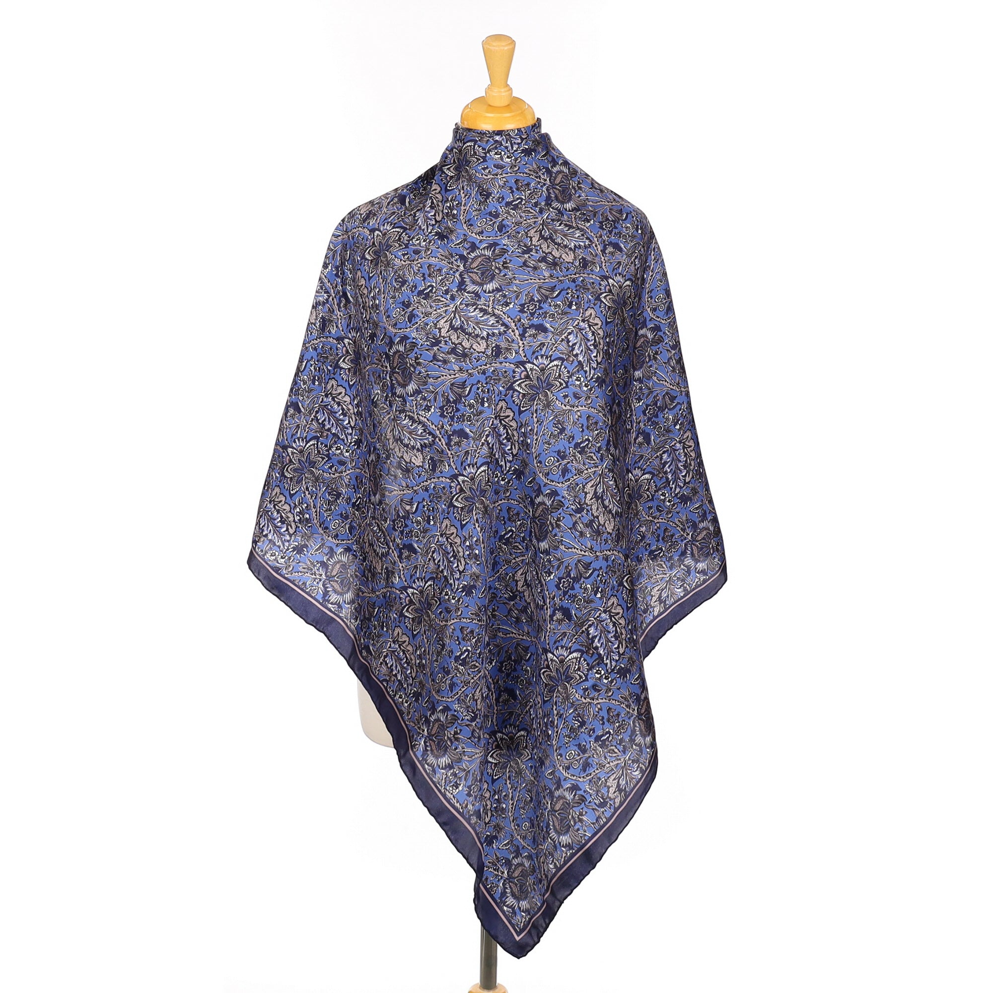 Brand New Beckford Blue Floral Silk Scarf