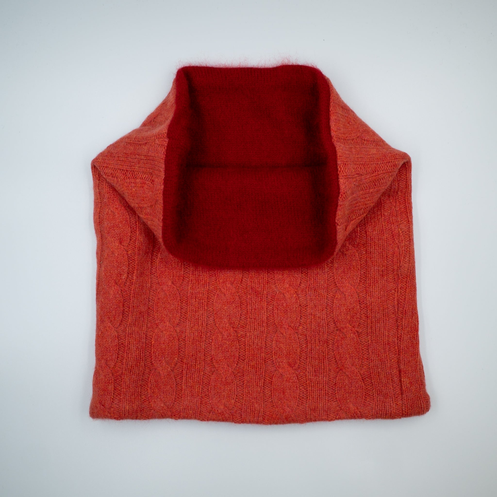 Marmalade Orange Cable and Red Luxury Double Layered Snood