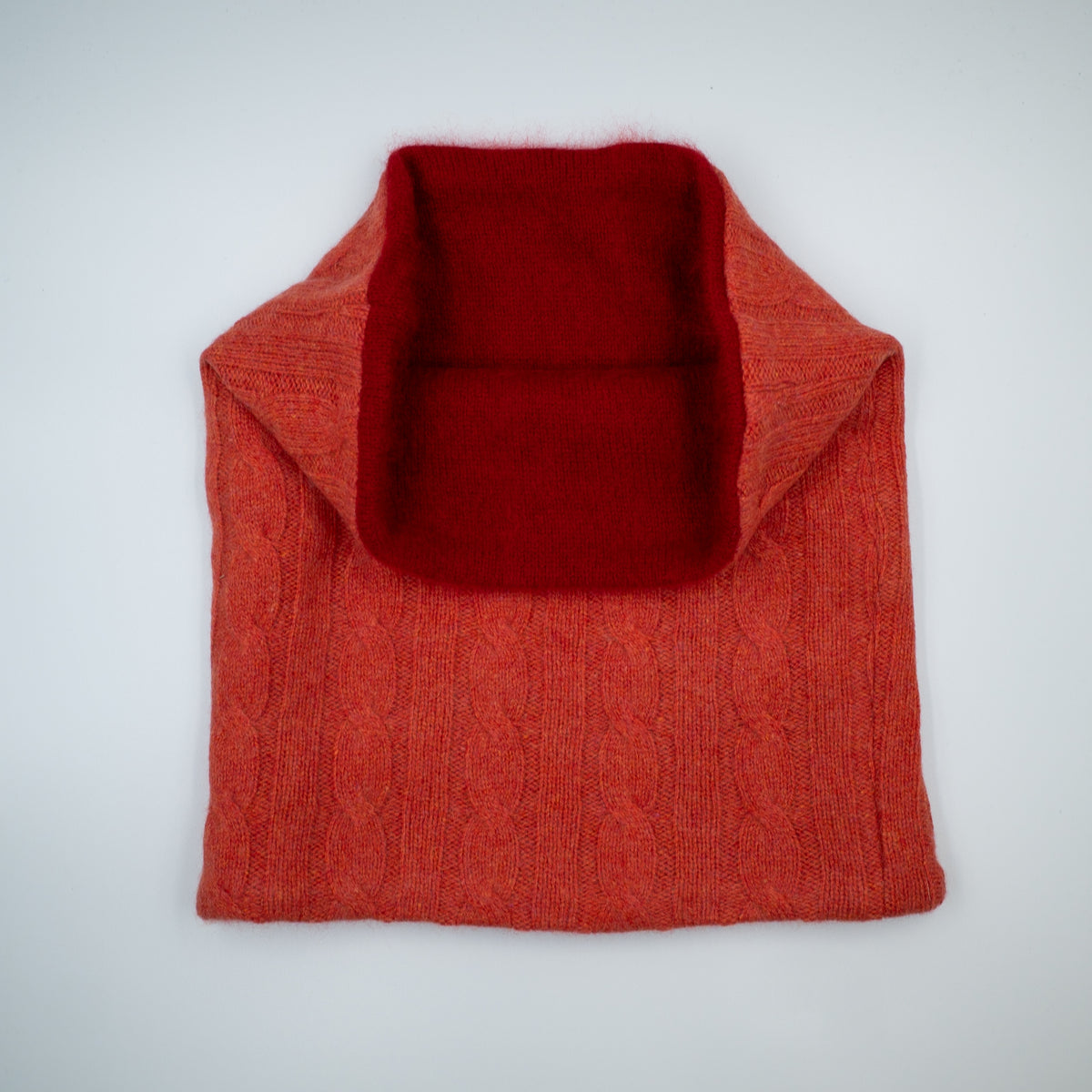 Marmalade Orange Cable and Red Luxury Double Layered Snood