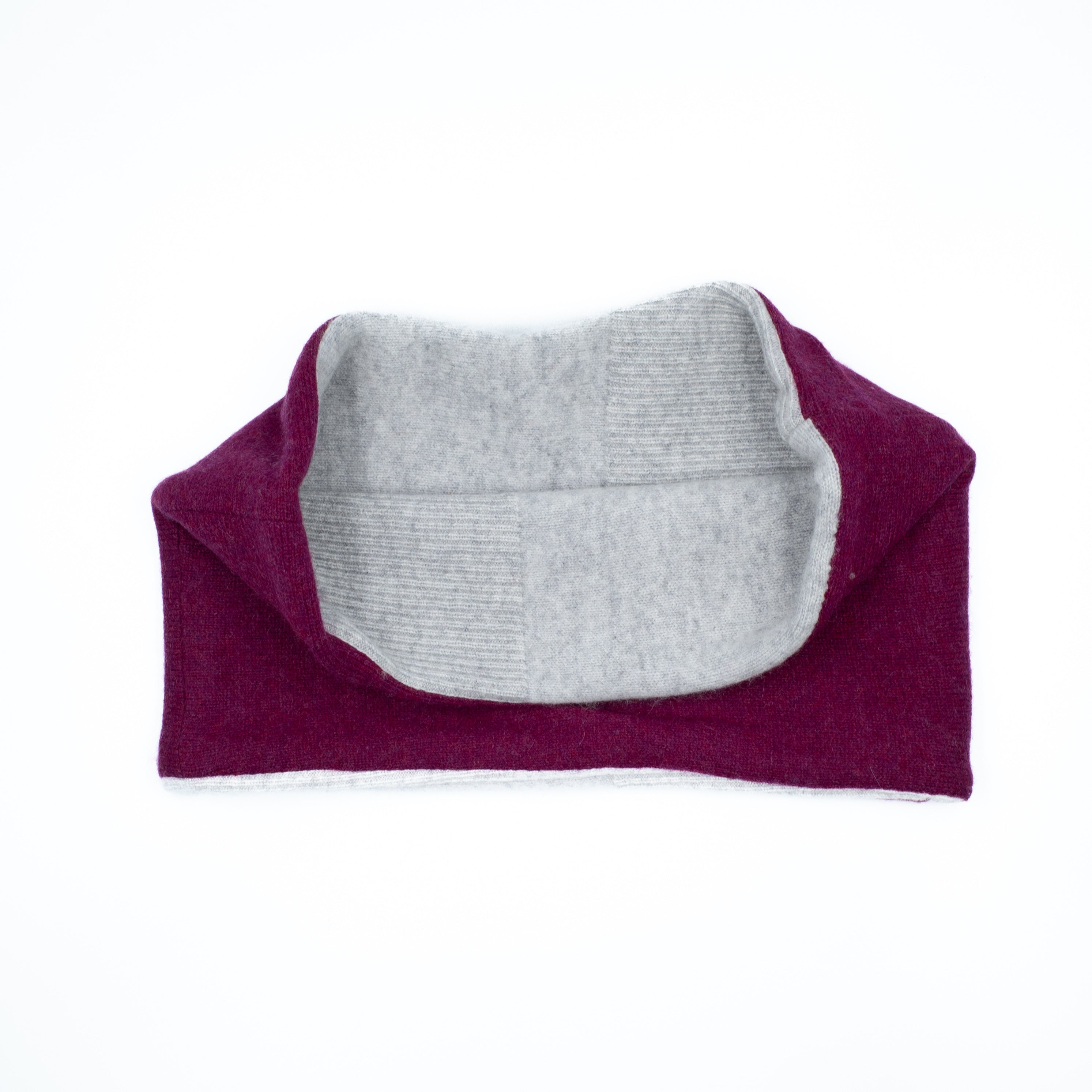Deep Magenta and Pale Grey Cashmere Neck Warmer