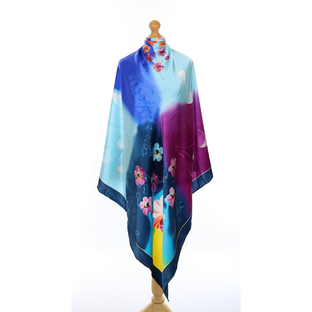 Brand New Modern Floral Silk Scarf