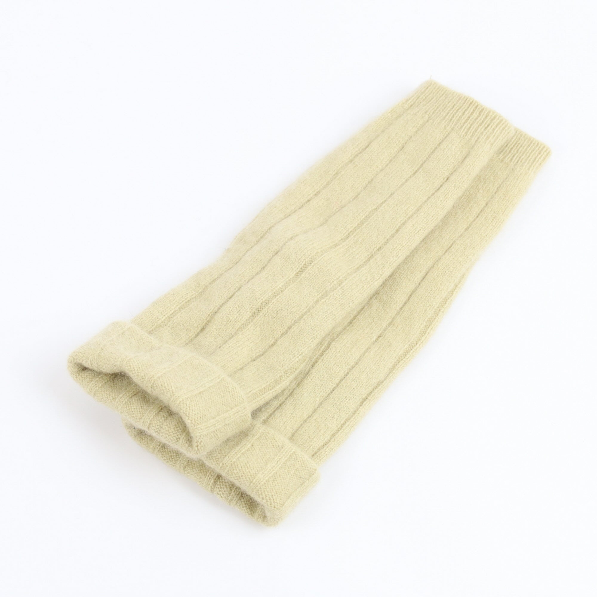 Pear Green Chunky Cable Fingerless Gloves