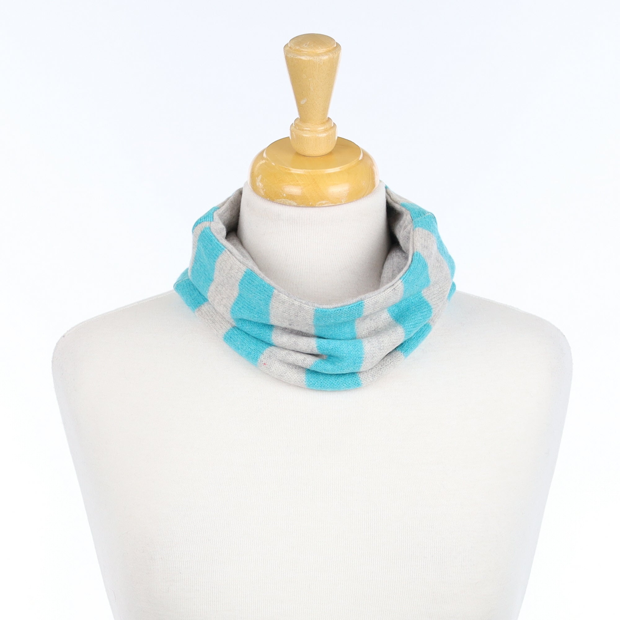 Blue and Light Grey Striped Neck Warmer