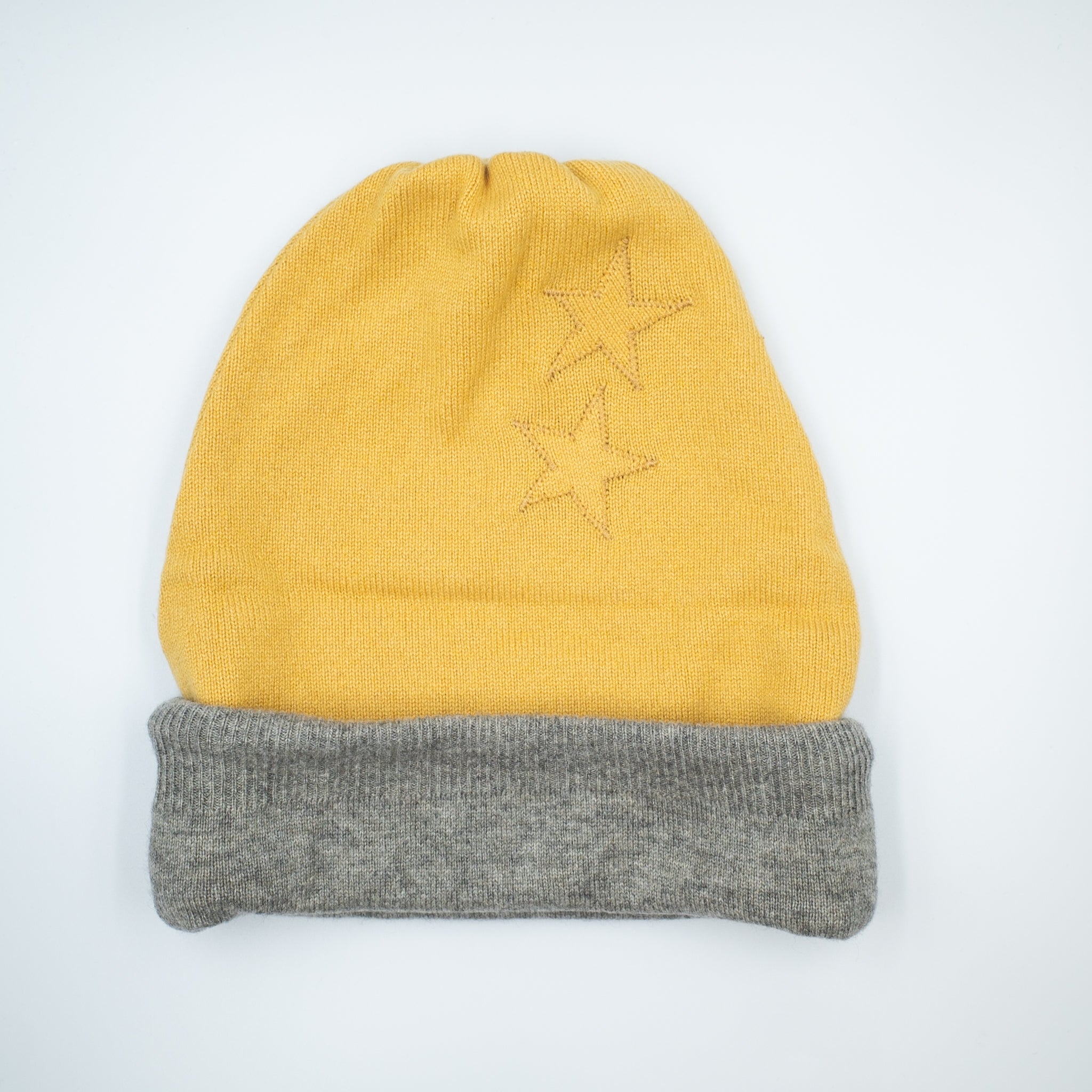 Mustard and Grey Reversible Slouchy Beanie Hat