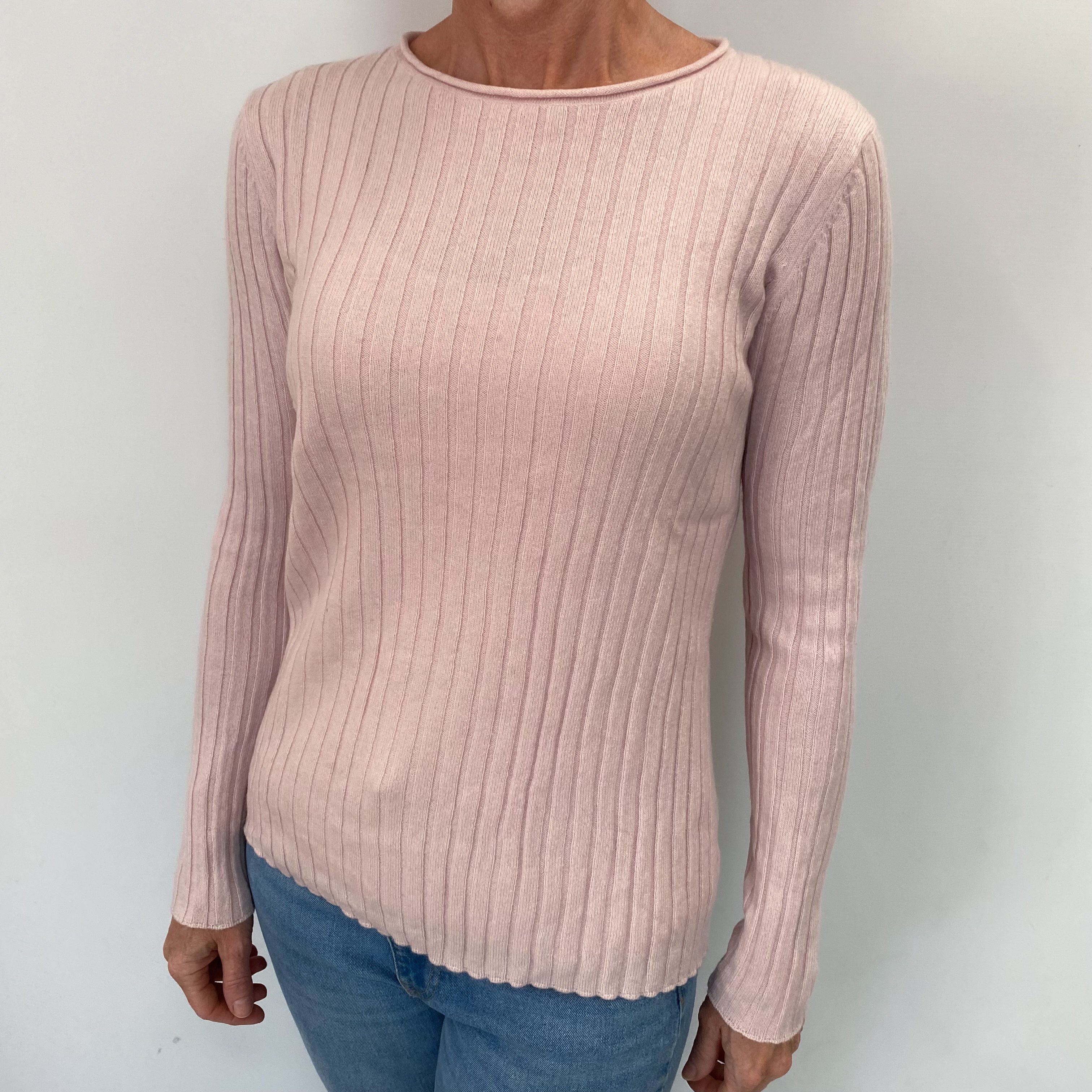 Ice Pink Cashmere Crew Neck Jumper Small