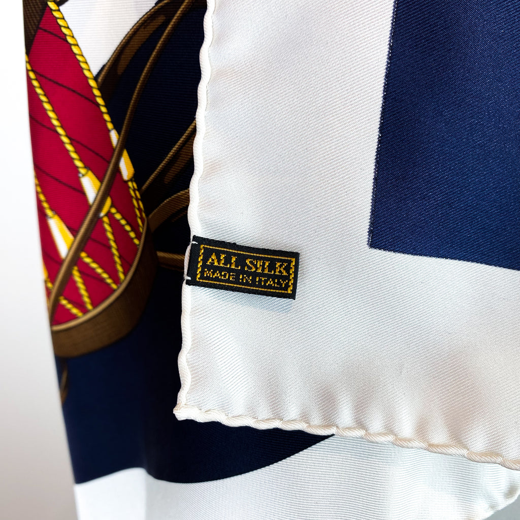 Immaculate Asprey Equestrian Designer Silk Scarf