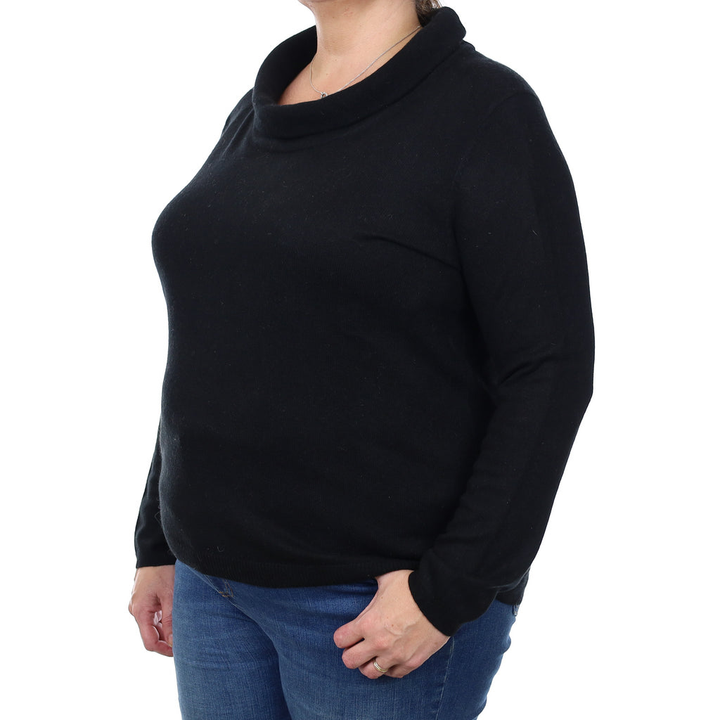 Black Cashmere Funnel Neck Jumper Extra Extra Large
