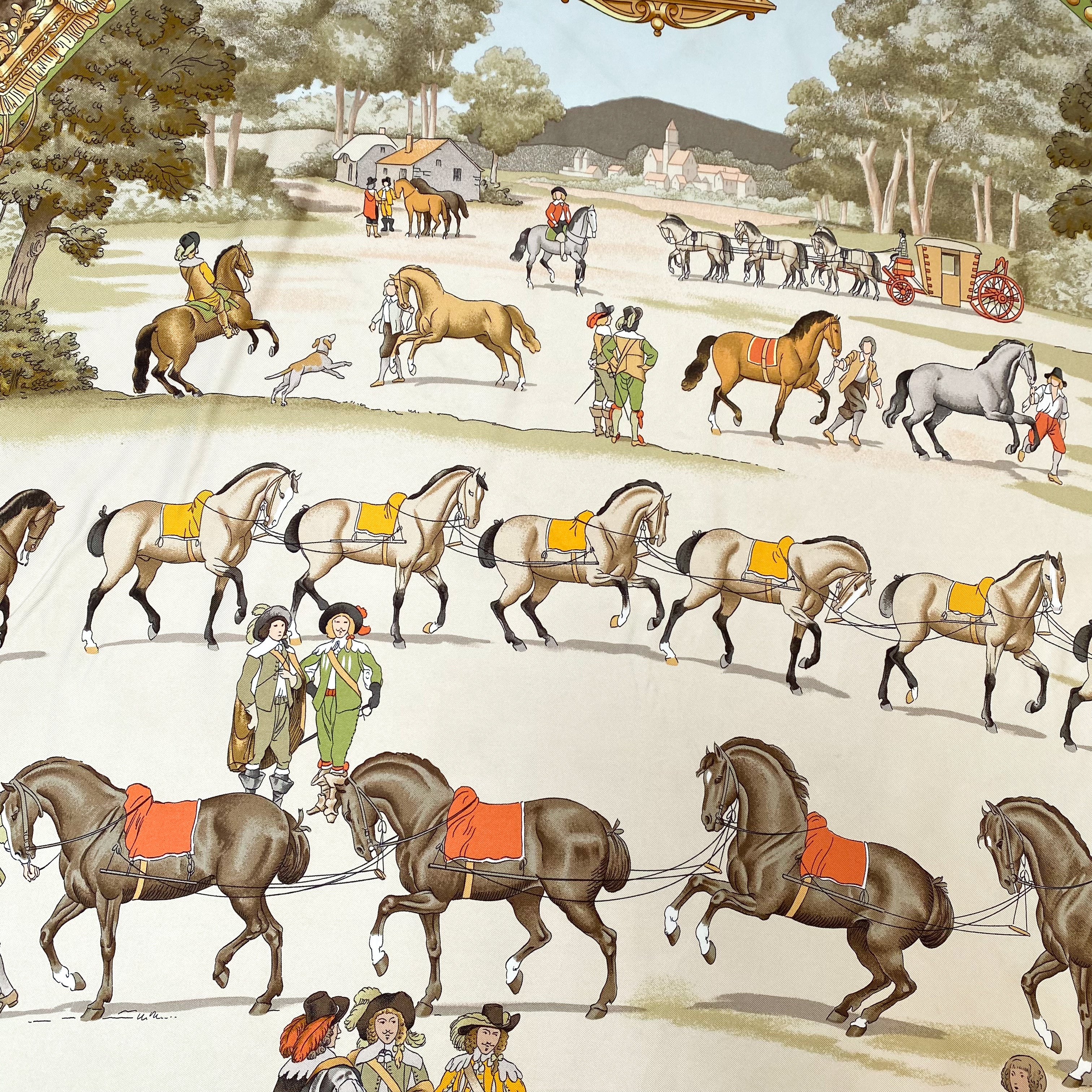 Boxed Hermès Présentation de Chevaux 1970 Silk Scarf