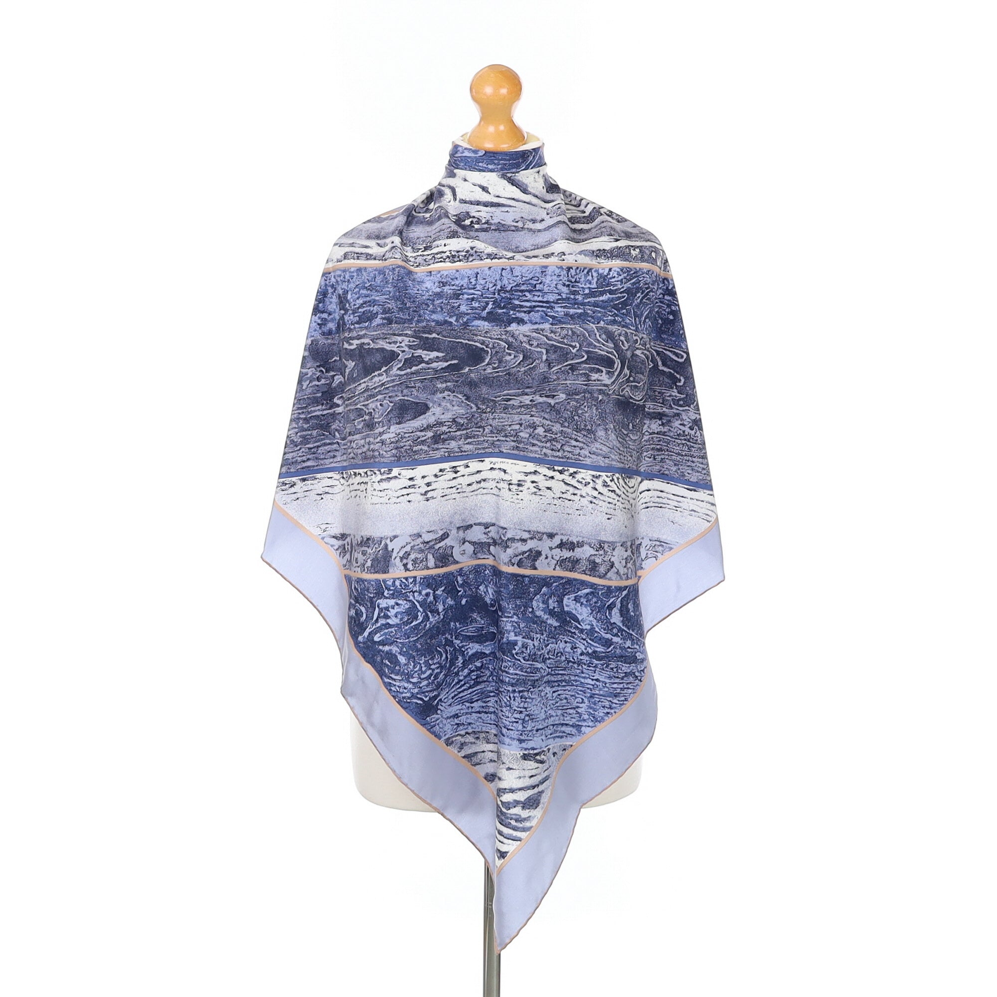 Vintage Blue Toned Abstract Silk Scarf