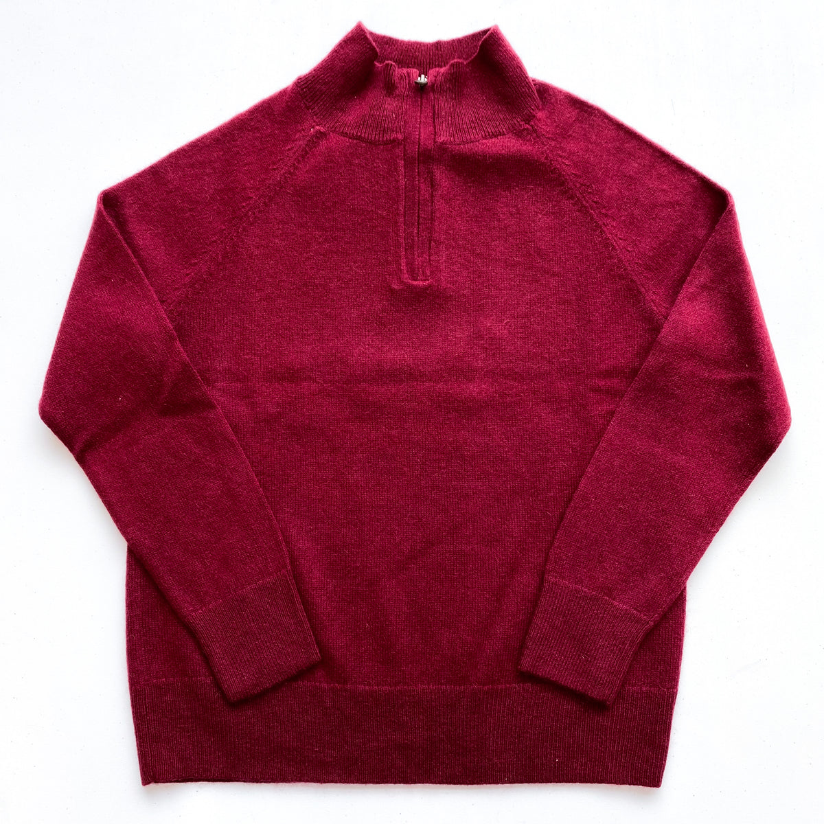 Children’s Claret Red Cashmere Quarter Zip Jumper Age 6-7 Years