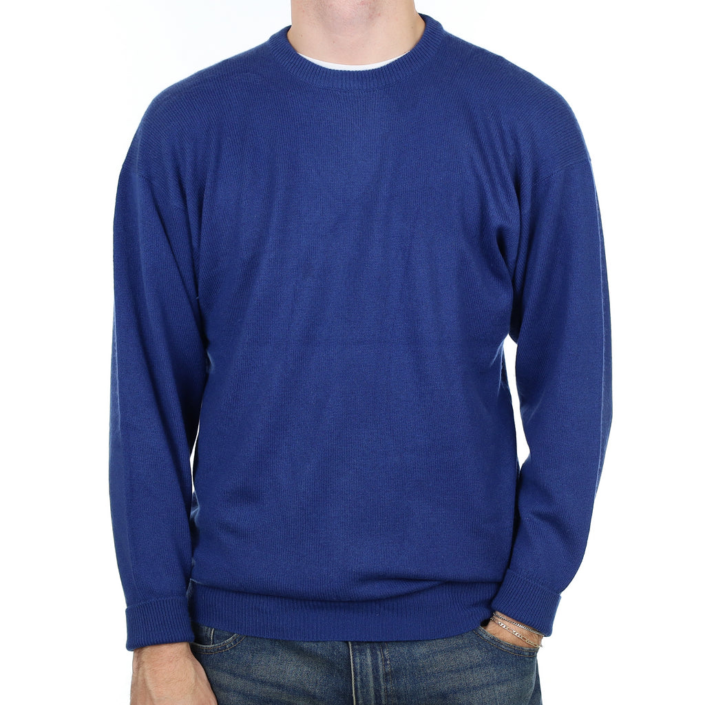 Men’s Scottish Chas N Whillans Blue Cashmere Crew Neck Jumper Large