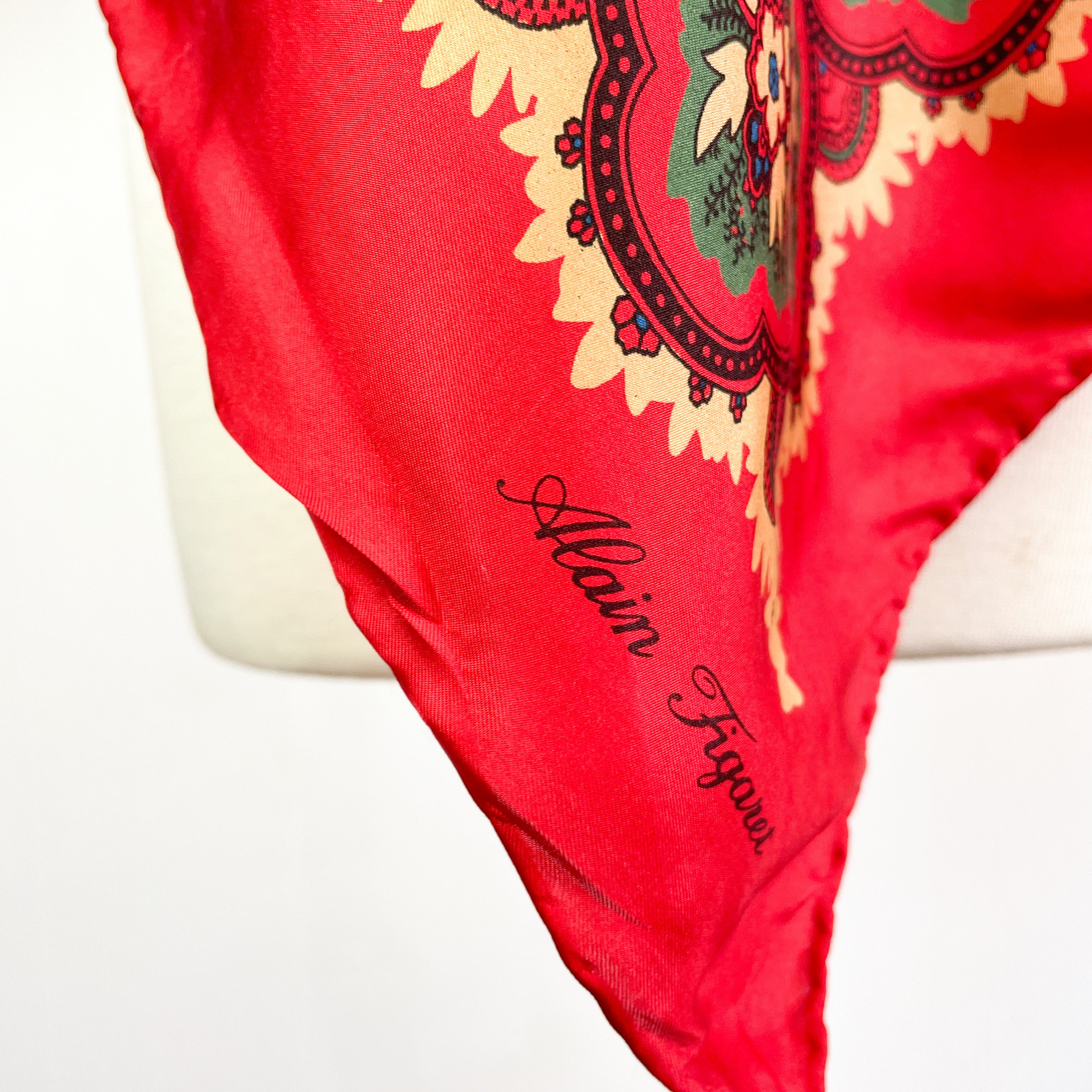 Alain Figaret Floral Vintage Silk Scarf