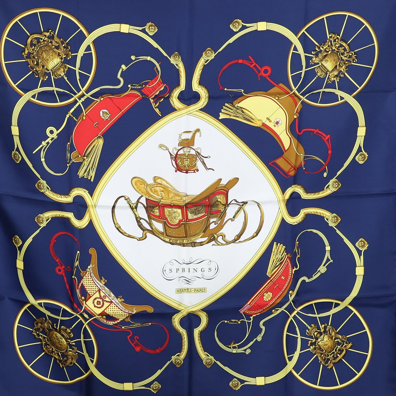 Brand New Boxed Hermès Springs Silk Scarf