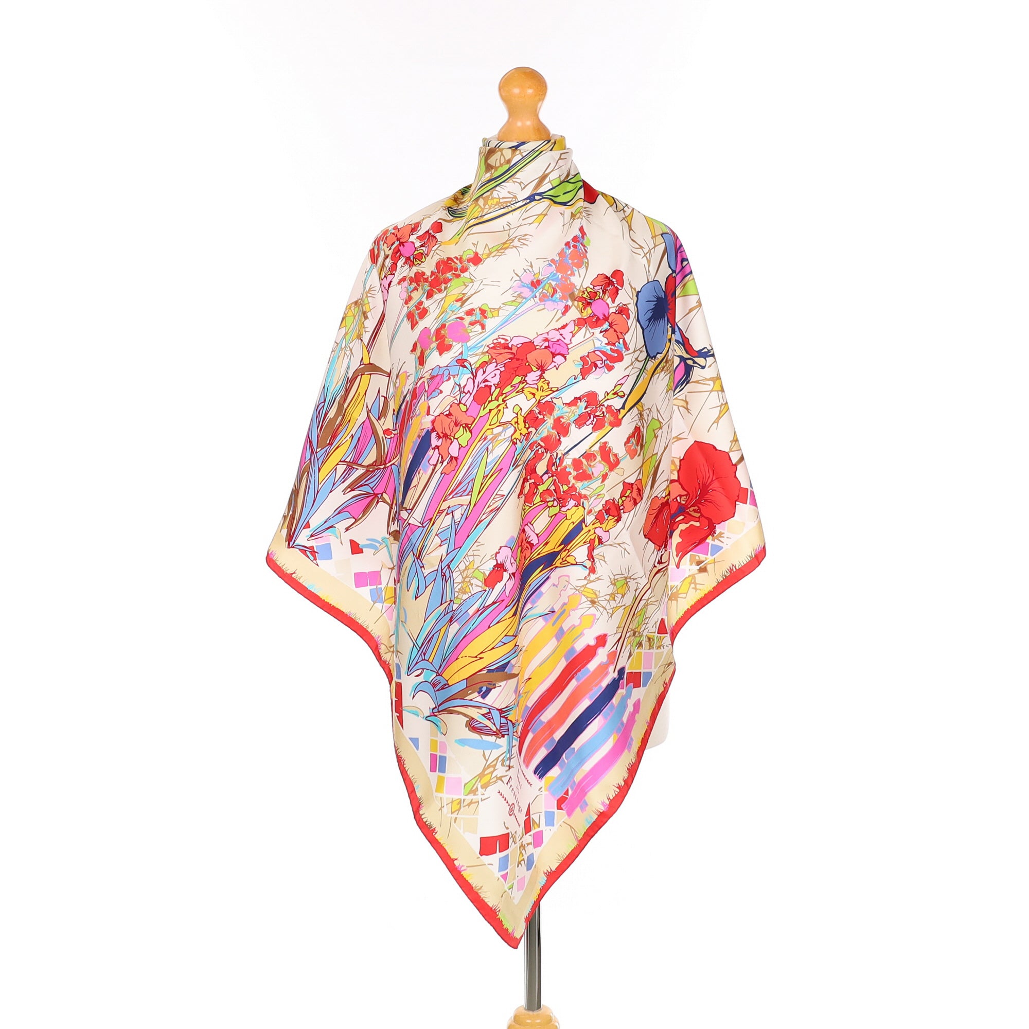 Brand New Ines De La Fressange Garden Scene Silk Scarf