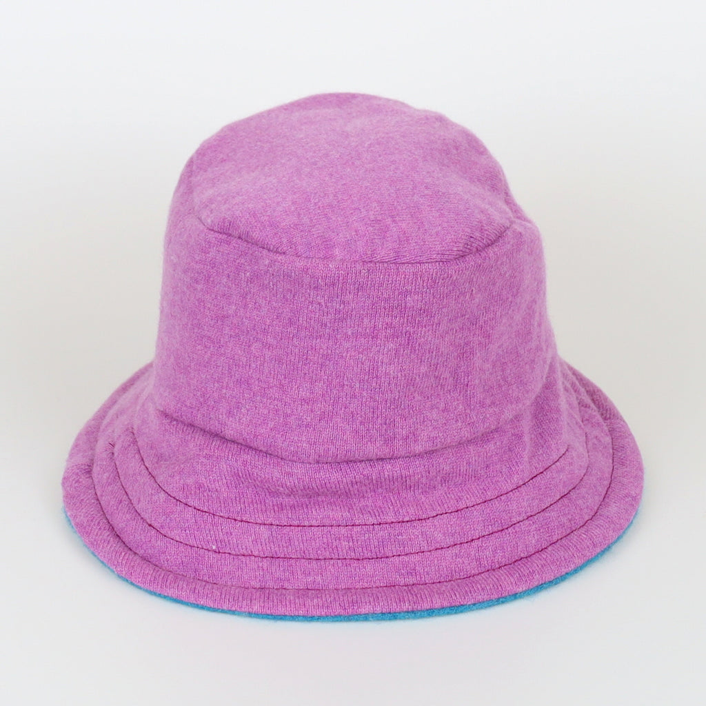 Loganberry Purple Reversible Cashmere Bucket Hat Large