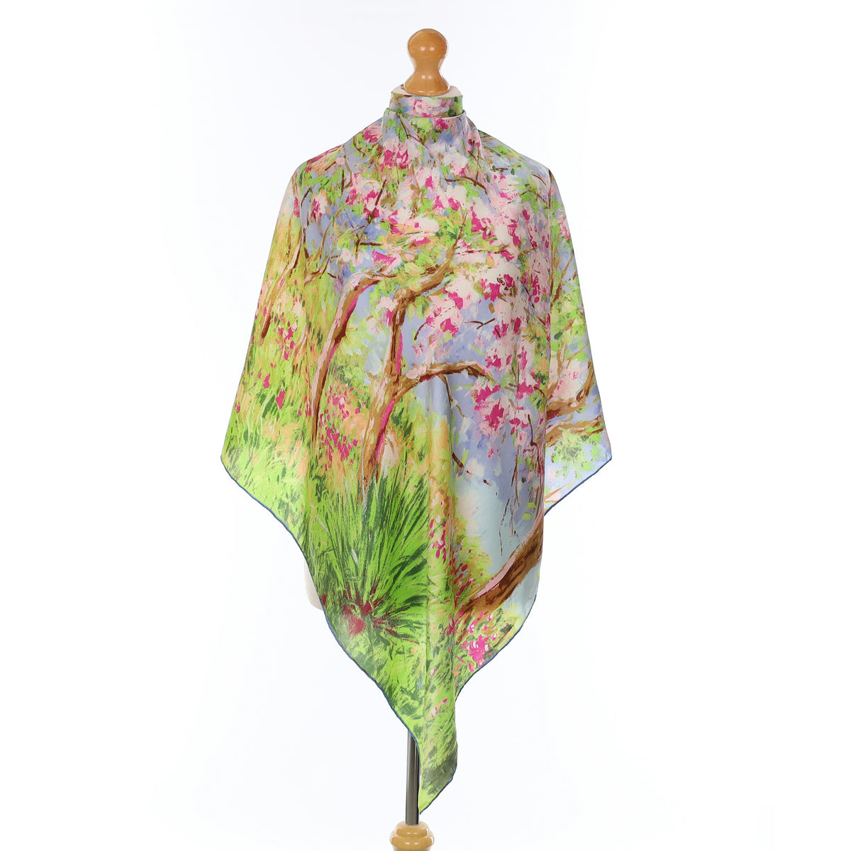Trees in Blossom Vintage Silk Scarf