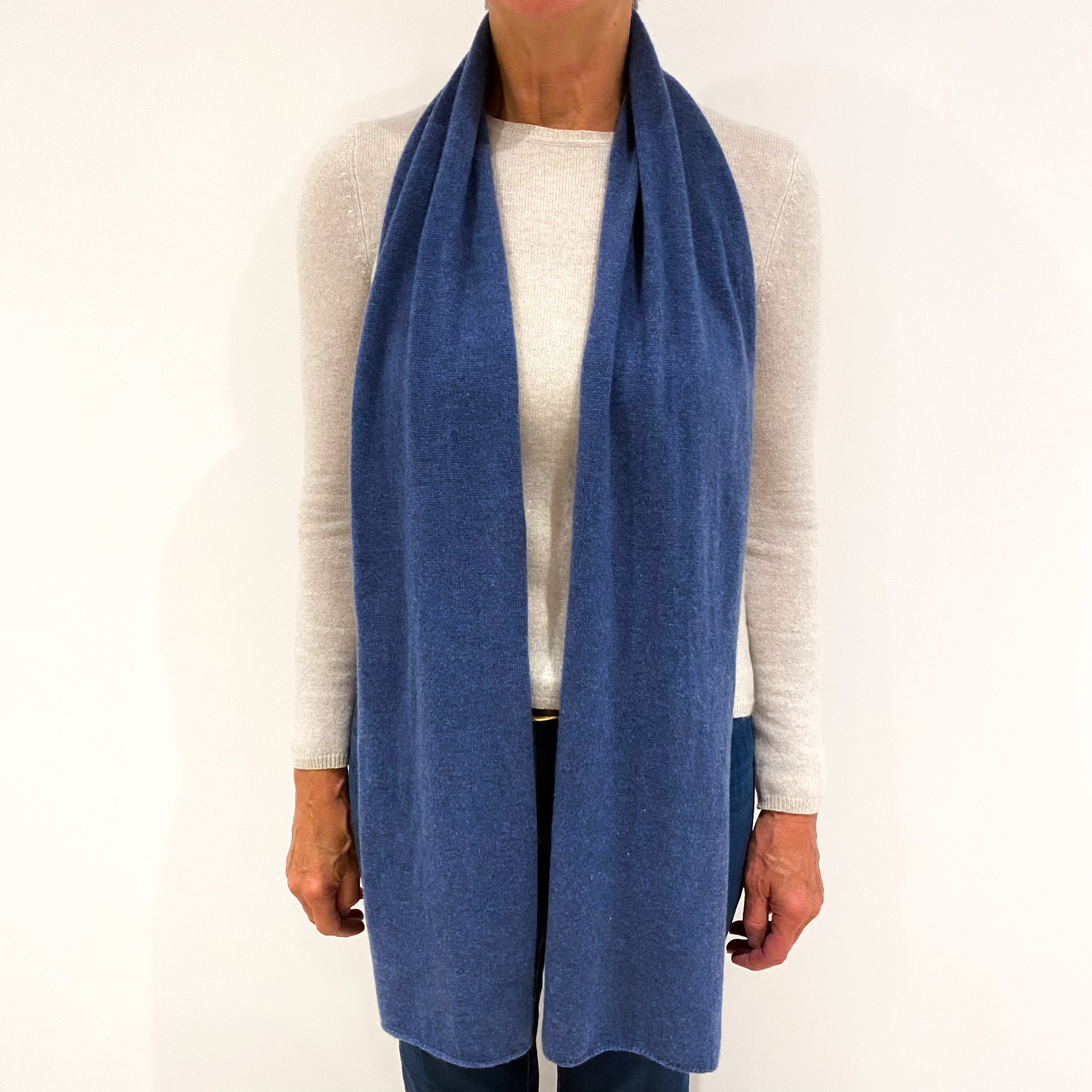 Denim Blue Brand New Scottish Cashmere Scarf