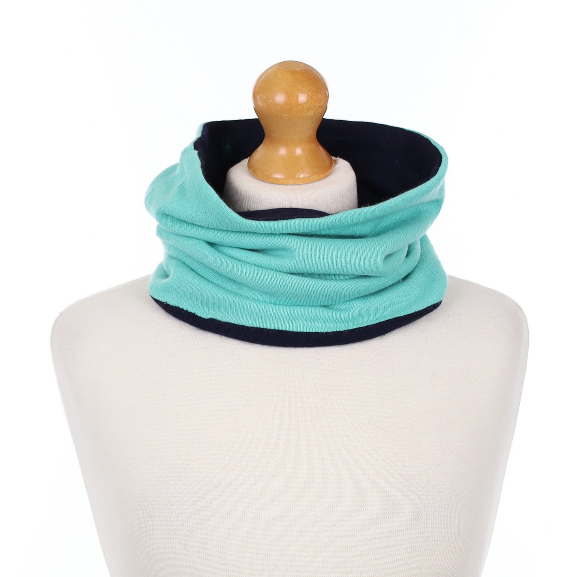 Deep Mint and Navy Luxury Double Layered Snood