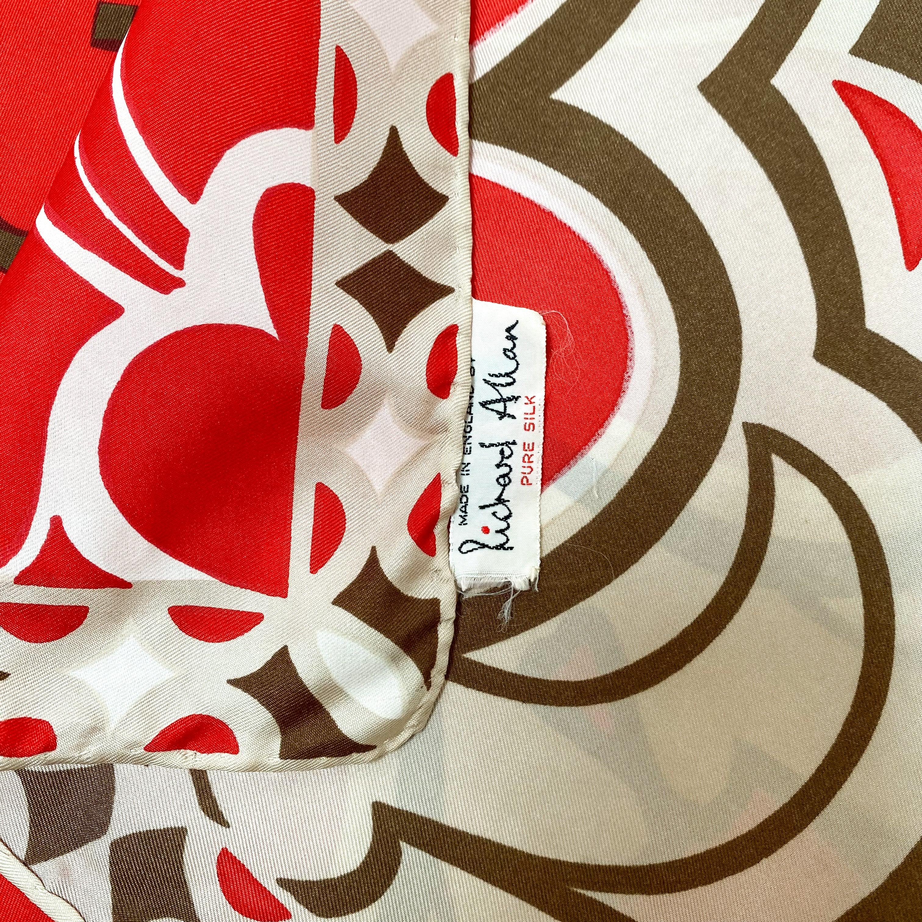 1970s Richard Allan Abstract Vintage Silk Scarf
