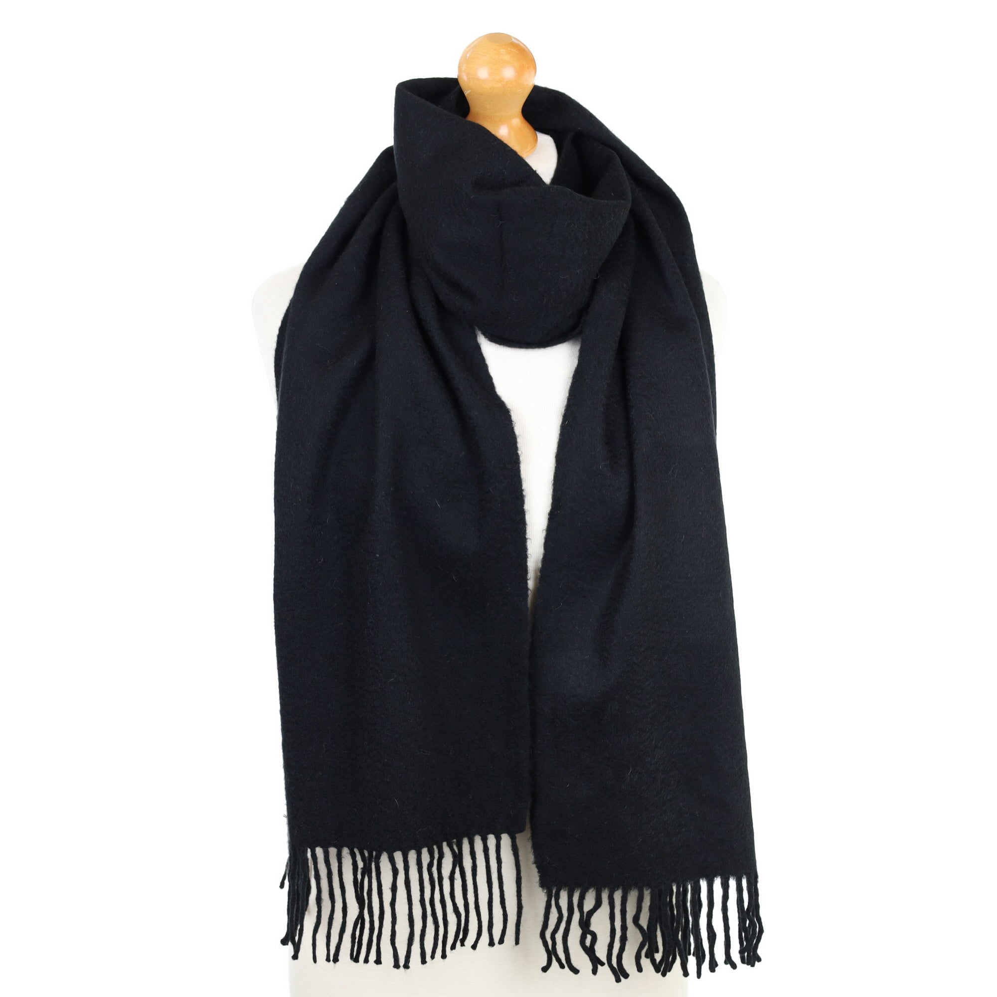 Black Fringed Cashmere Woven Scarf