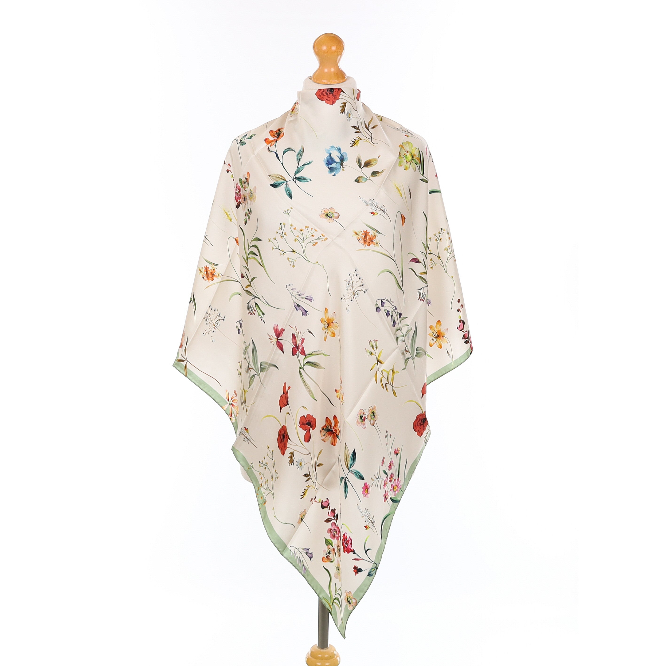 Brand New Italian Mint Floral Silk Scarf