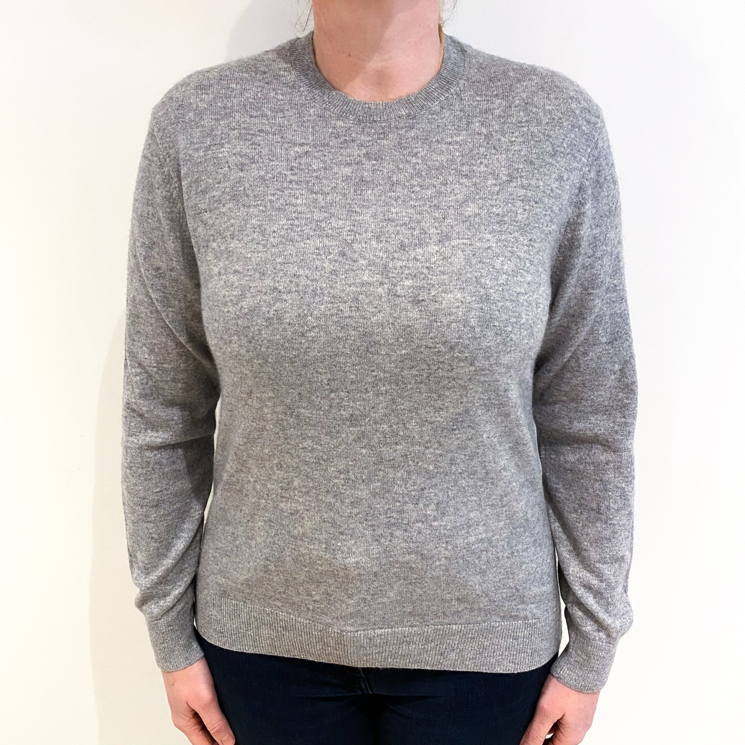 Smoke Grey Cashmere Crew Neck Jumper Large
