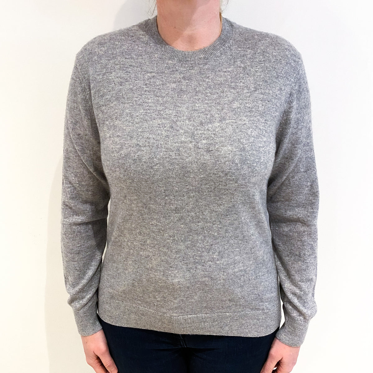 Smoke Grey Cashmere Crew Neck Jumper Large