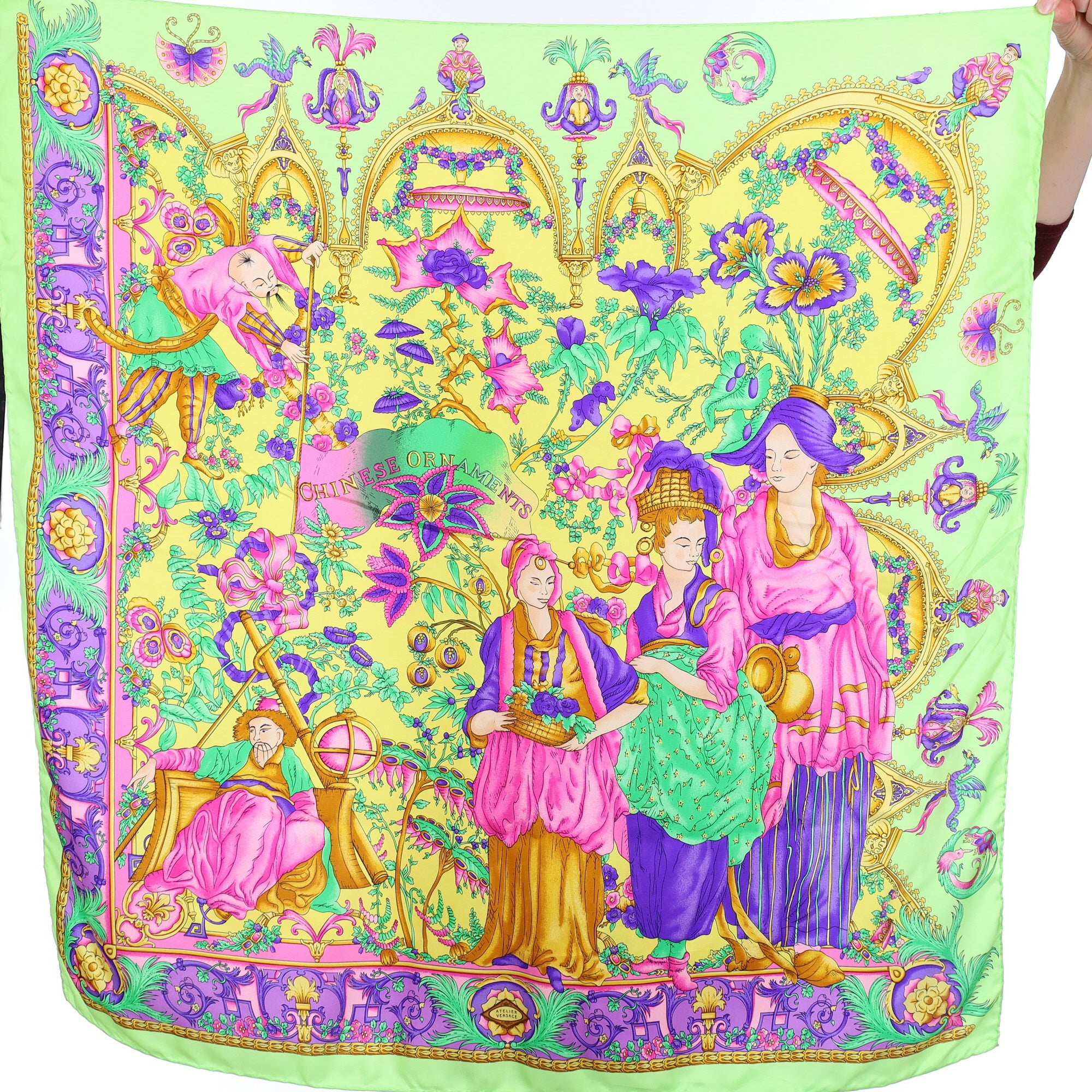 Versace Colourful Oriental Design Silk Scarf