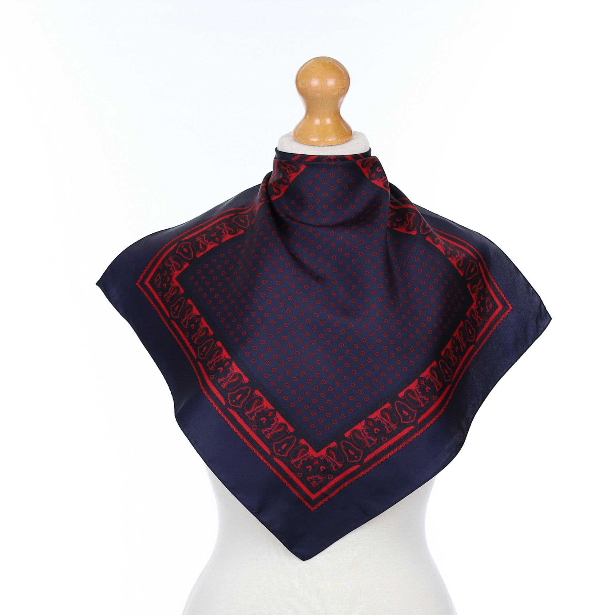 Navy and Red Silk Pocket Square
