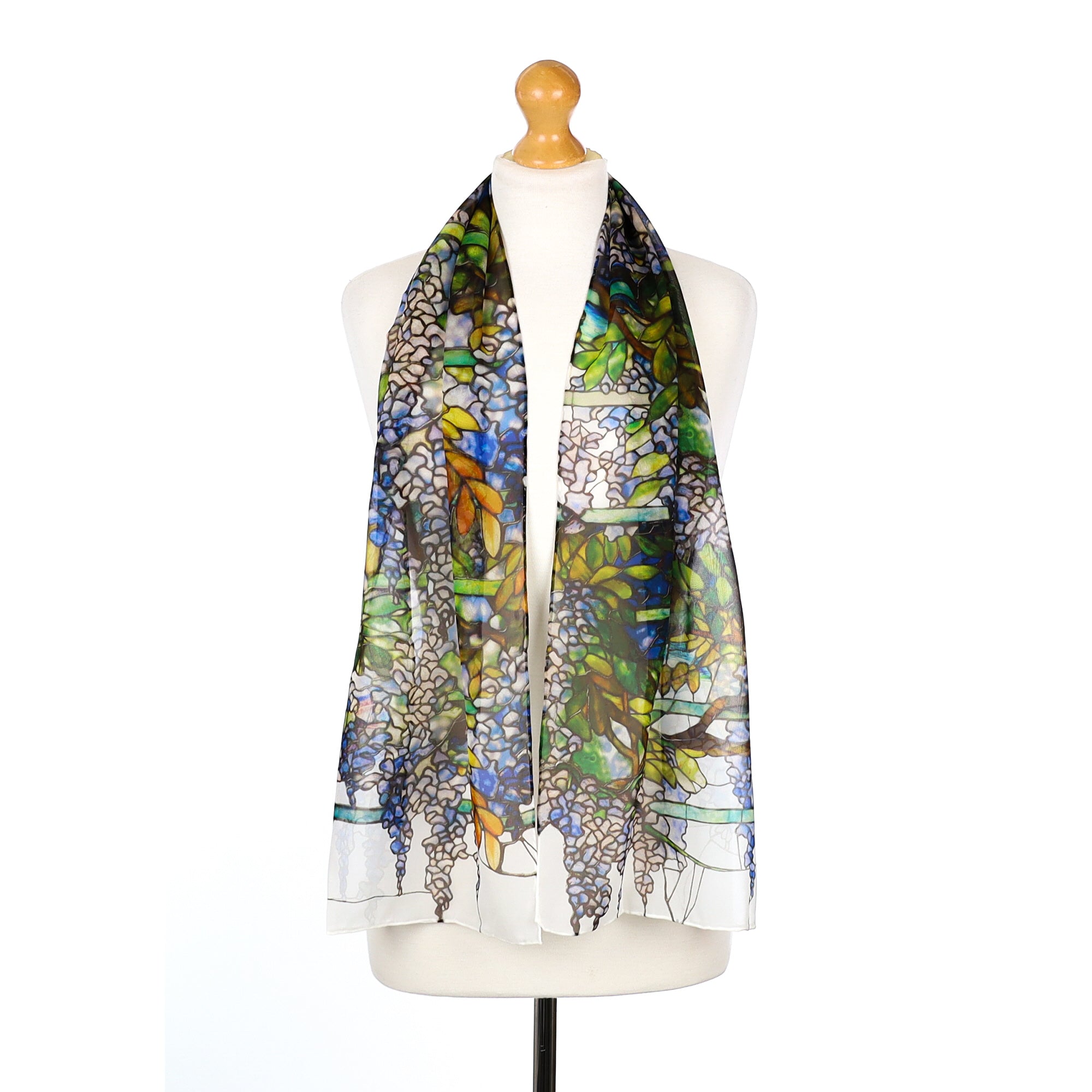 Brand New Fox & Chave Blue & Green Patterned Silk Scarf