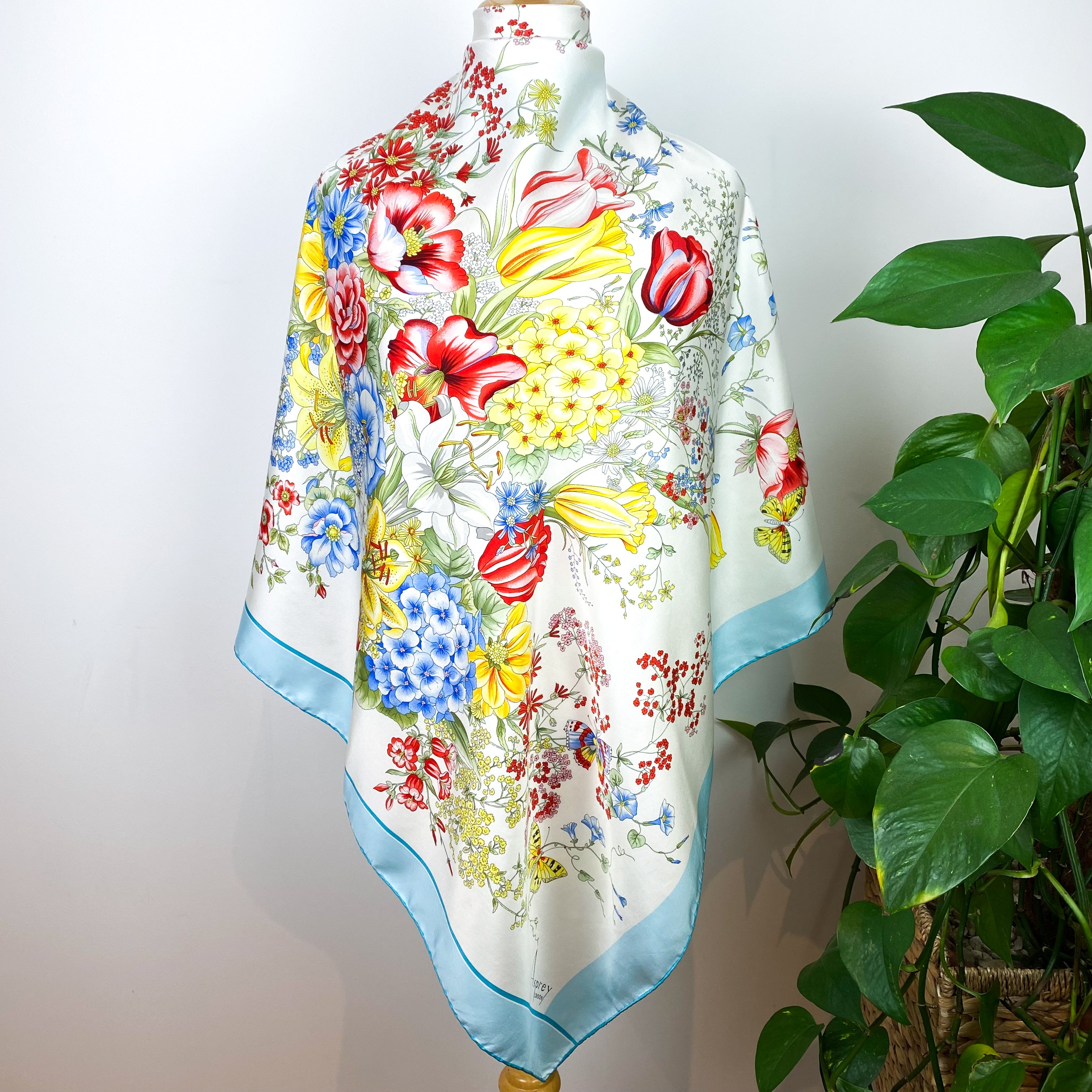 Boxed Asprey Floral Design Silk Scarf