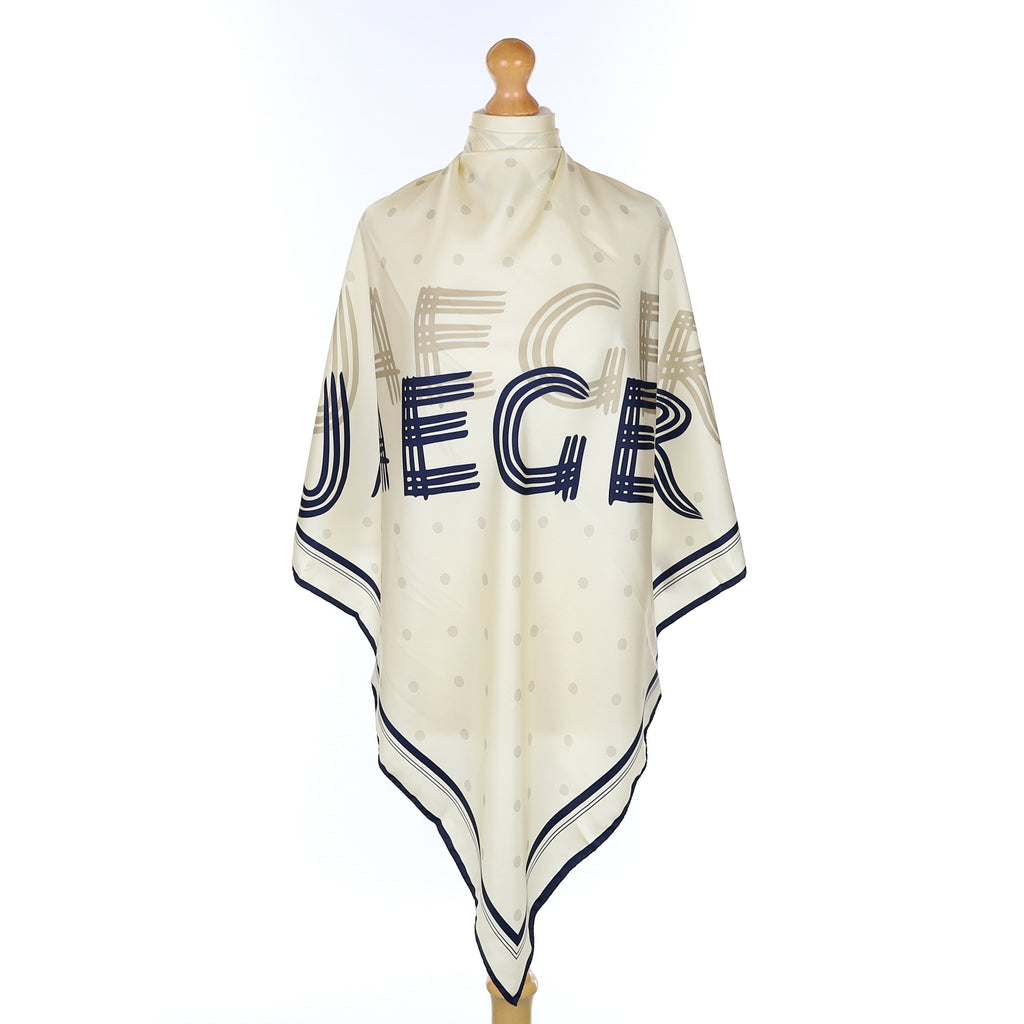 Jaeger Navy and Cream Silk Scarf