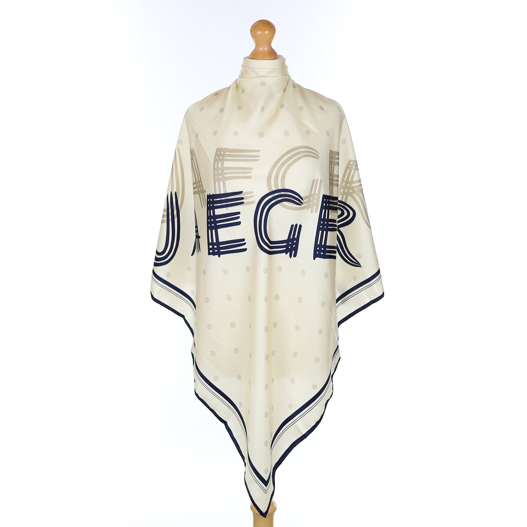 Jaeger Navy and Cream Silk Scarf